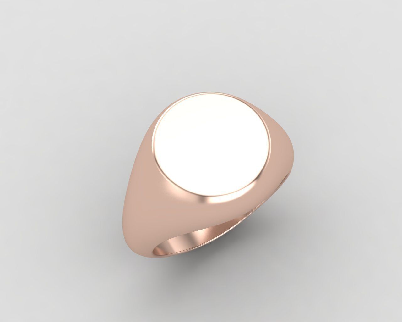 Round signet Ring Base 10mm top in All sizes 157-MWC 3D print model_5