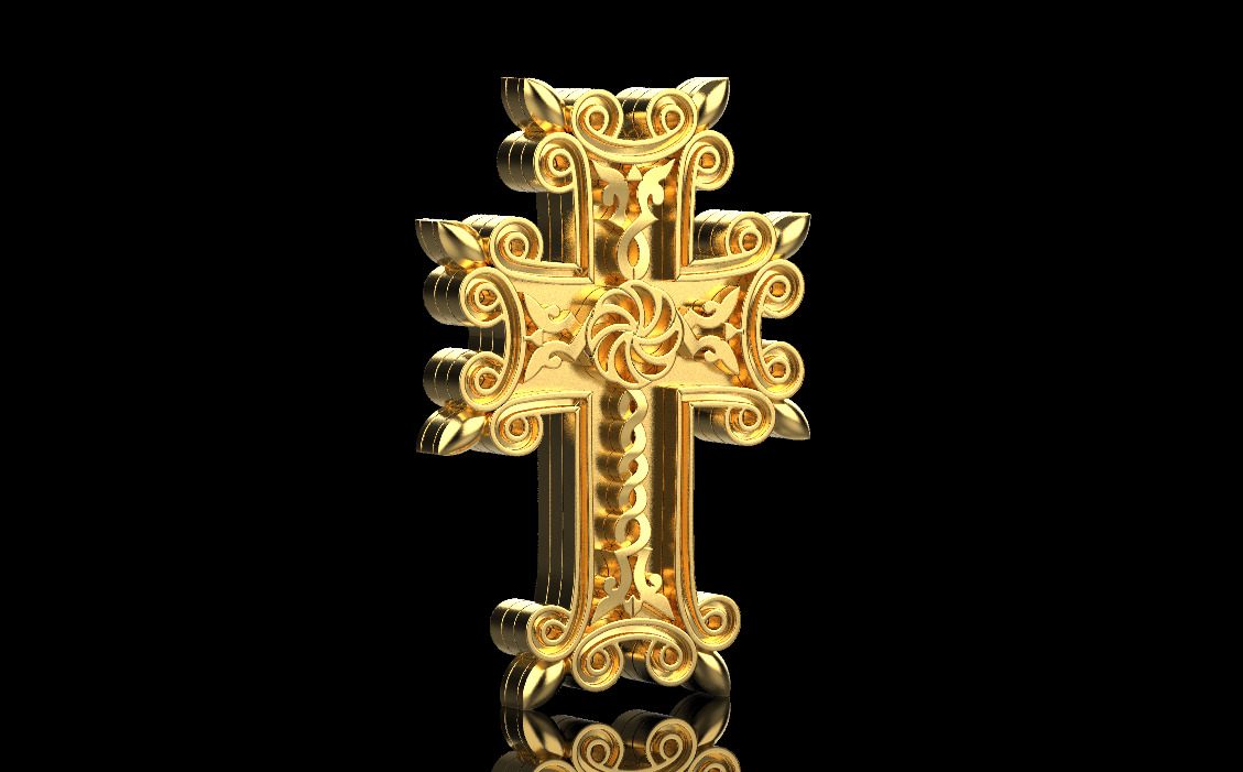 Armenian Cross Pendant 7027 3D print model_1