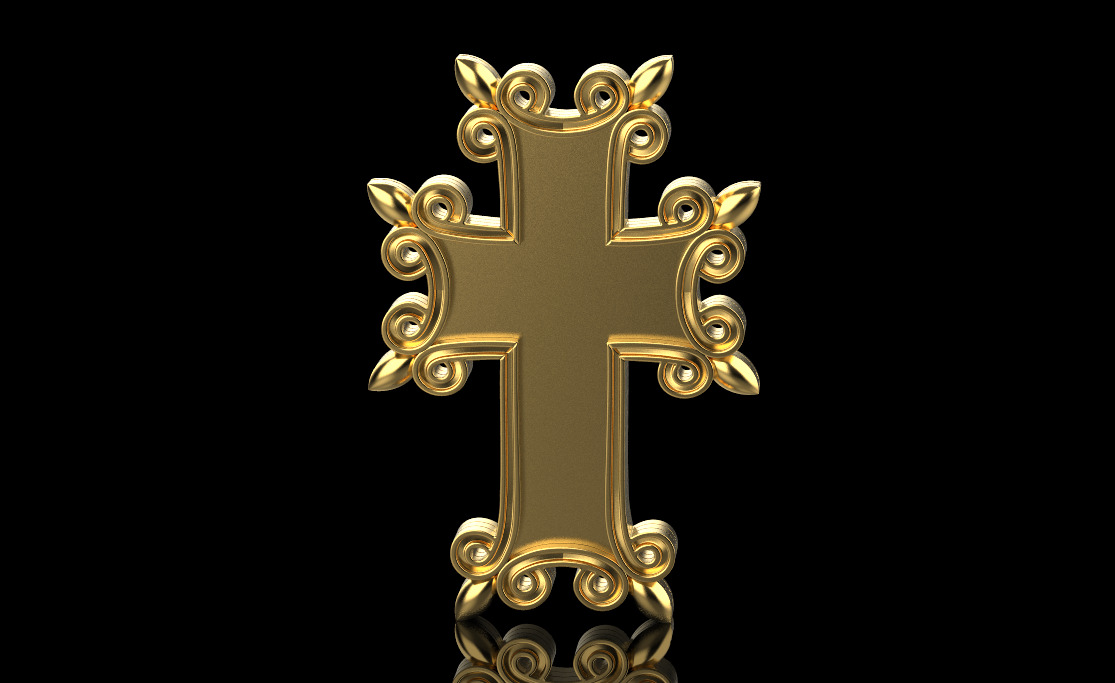 Armenian Cross Pendant 7027 3D print model_2