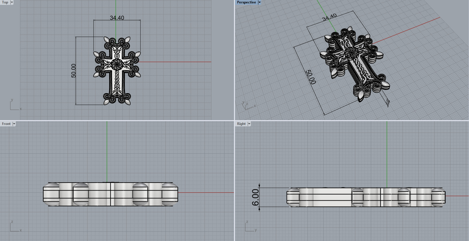 Armenian Cross Pendant 7027 3D print model_8