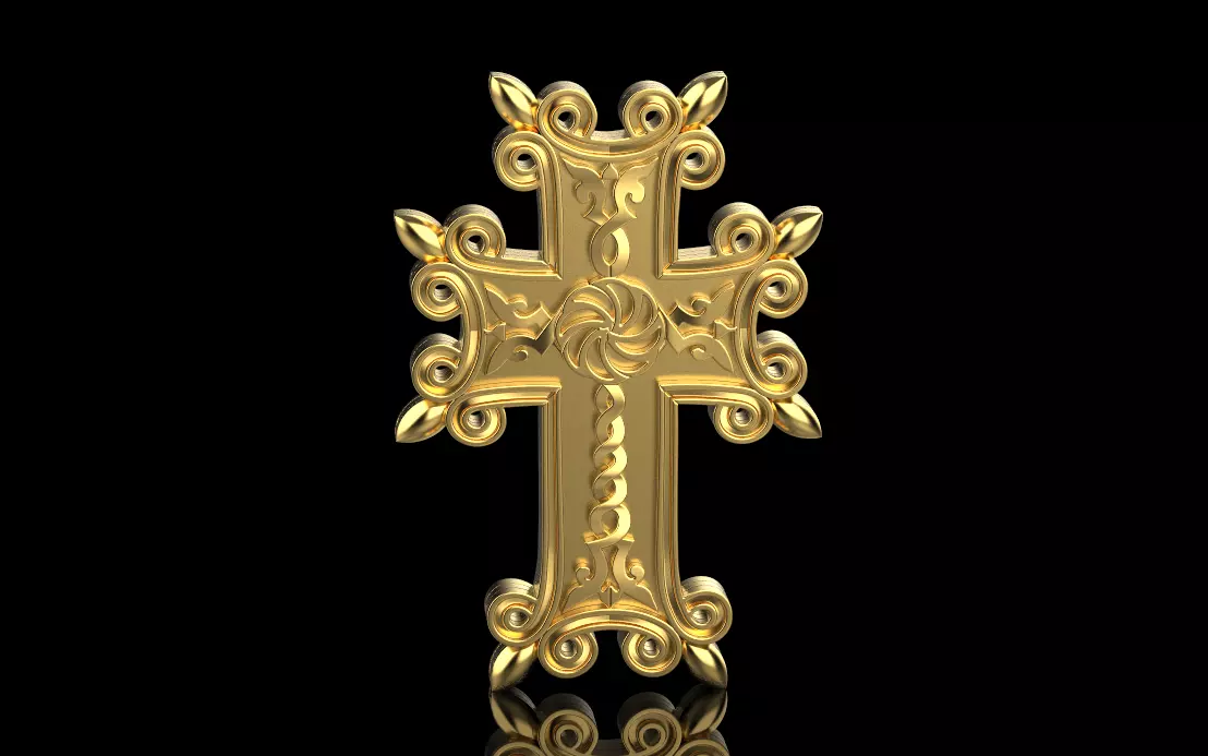 Armenian Cross Pendant 7027 3D print model_0