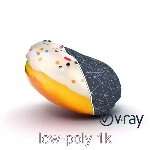 Vanilla Frosted Donut with Sprinkles model pack Low-poly 3D model