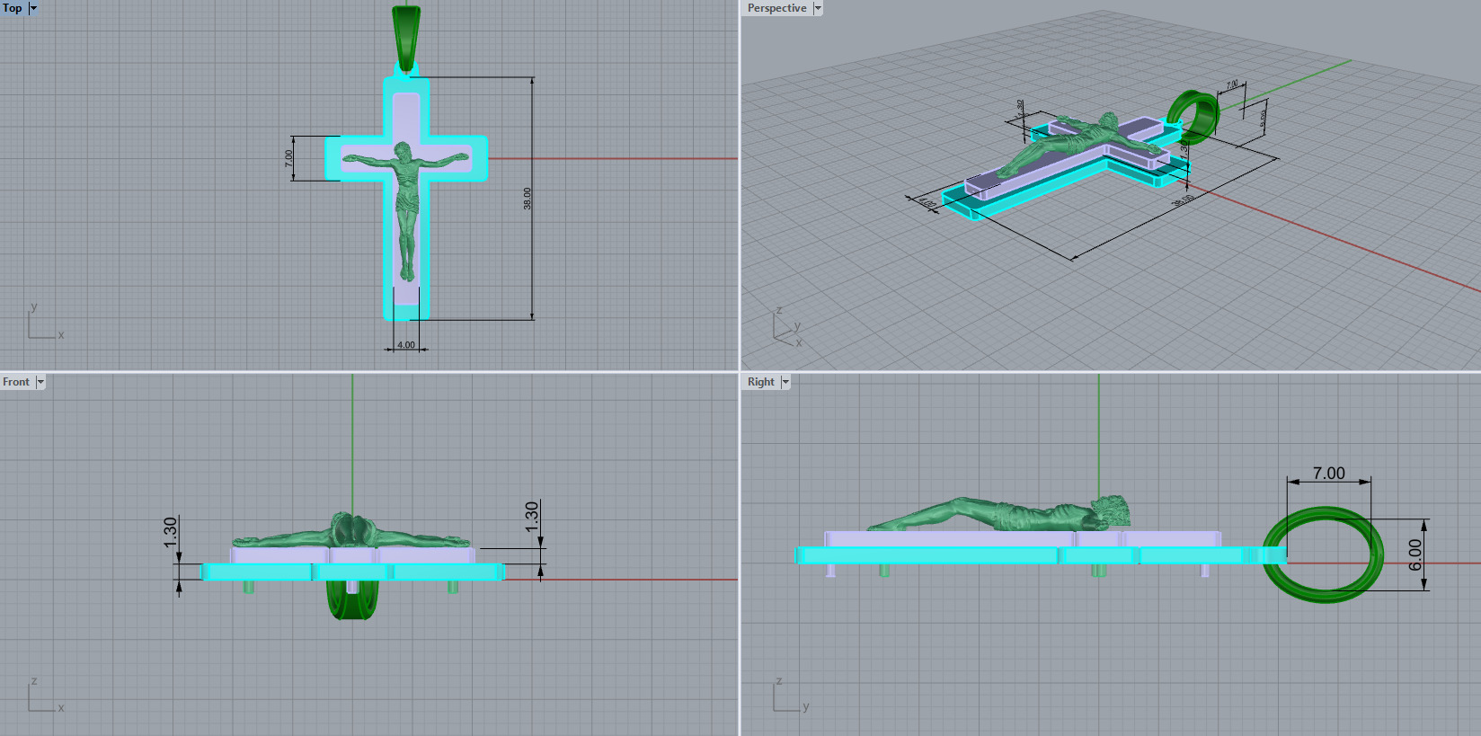 Cross Pendant 65178 3D print model_3