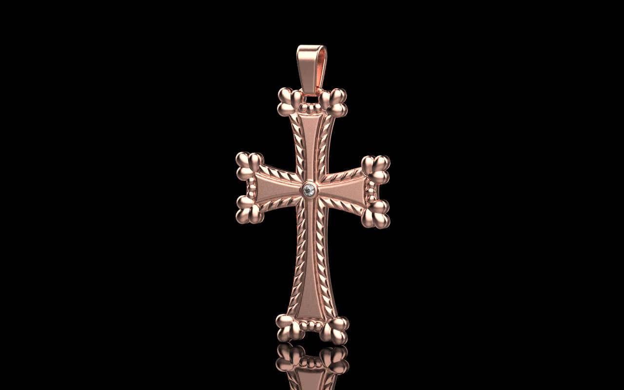 Armenian Cross Pendant 65135 3D print model_4