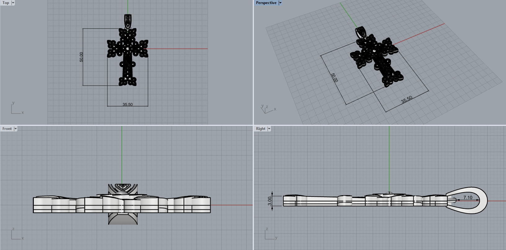 Cross Pendant 65019 3D print model_9