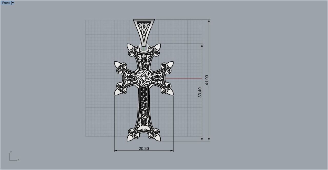 Armenian Cross Pendant 60332 3D print model_2