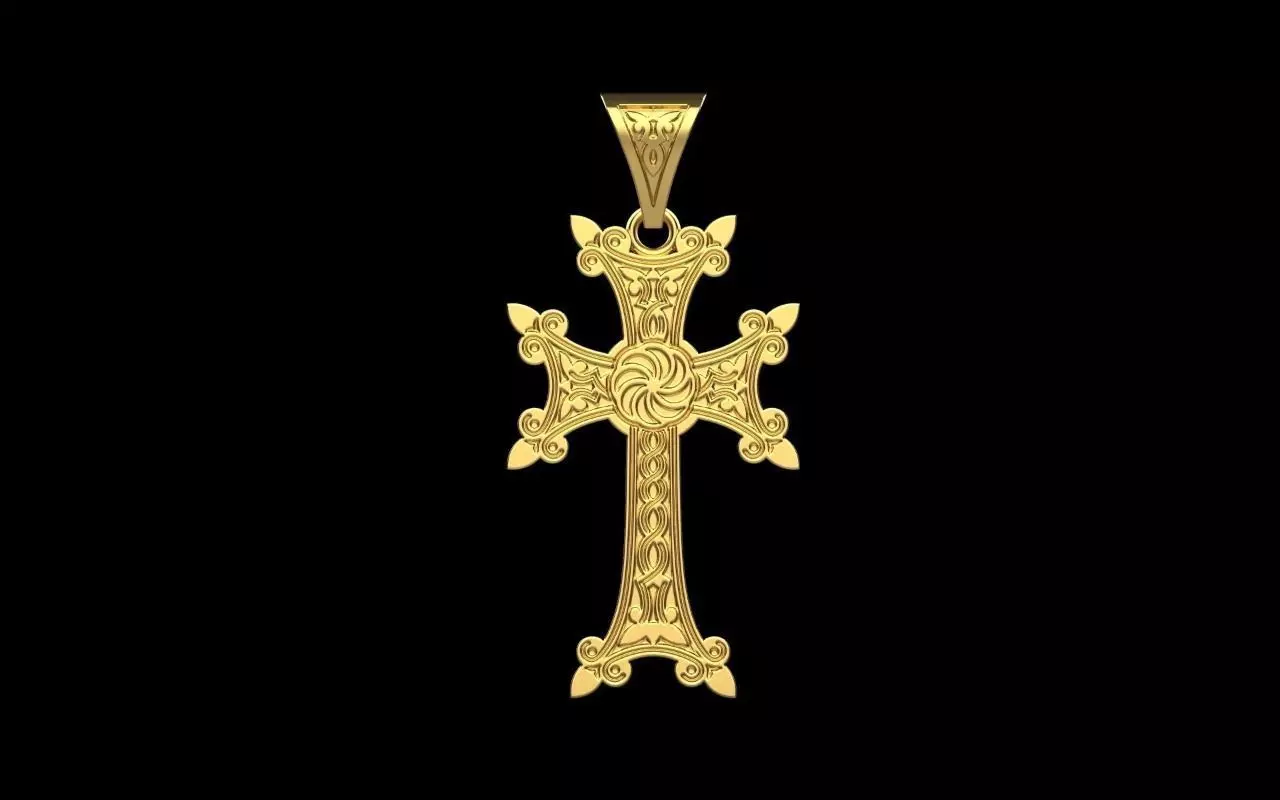 Armenian Cross Pendant 60332 3D print model_0