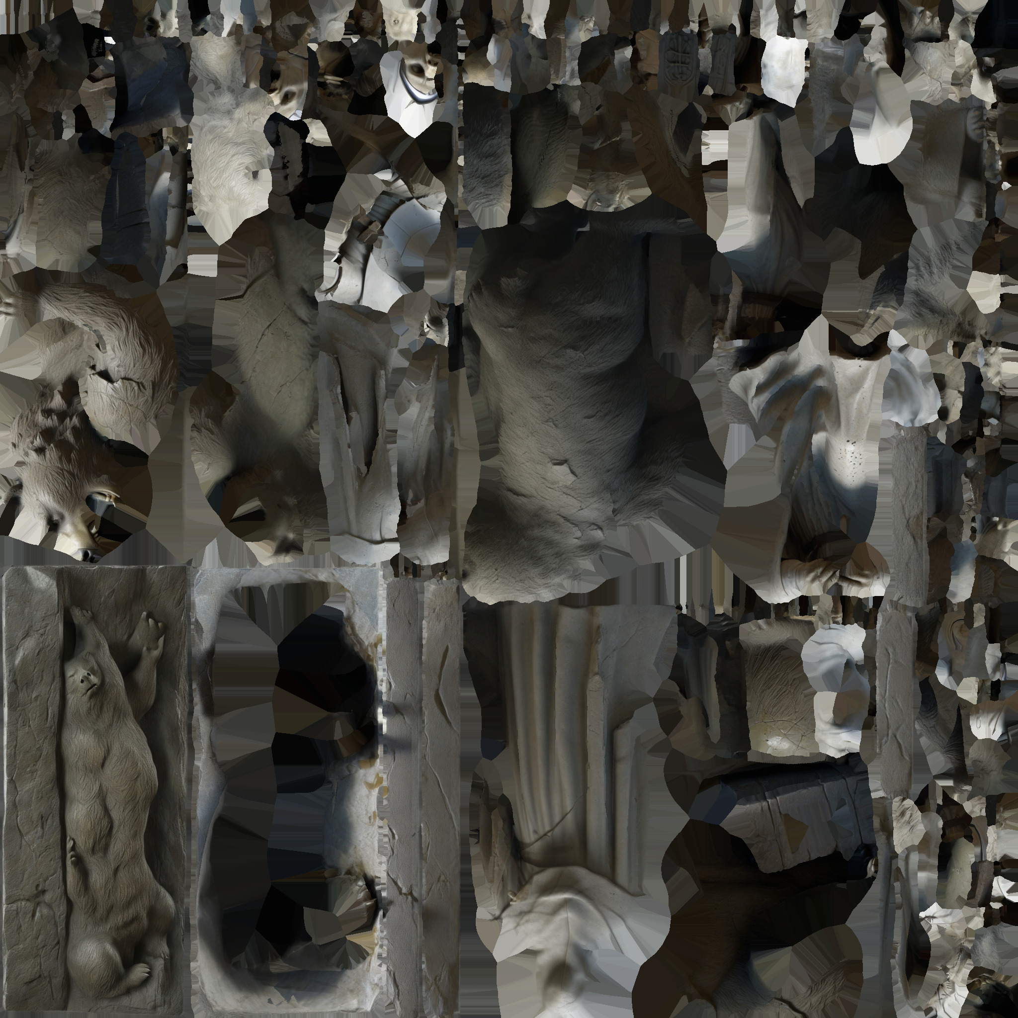 woman with bear statue 04 Low-poly 3D model_9