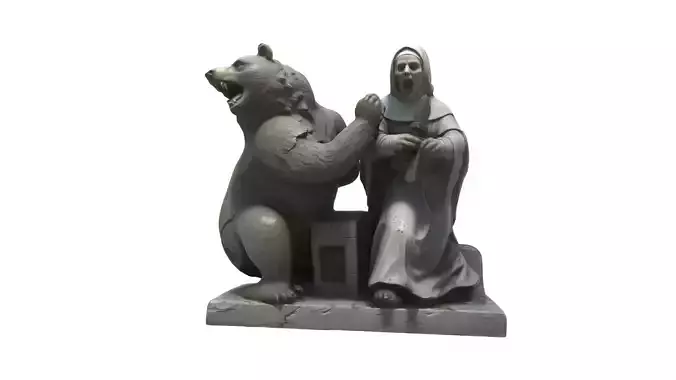 woman with bear statue 04