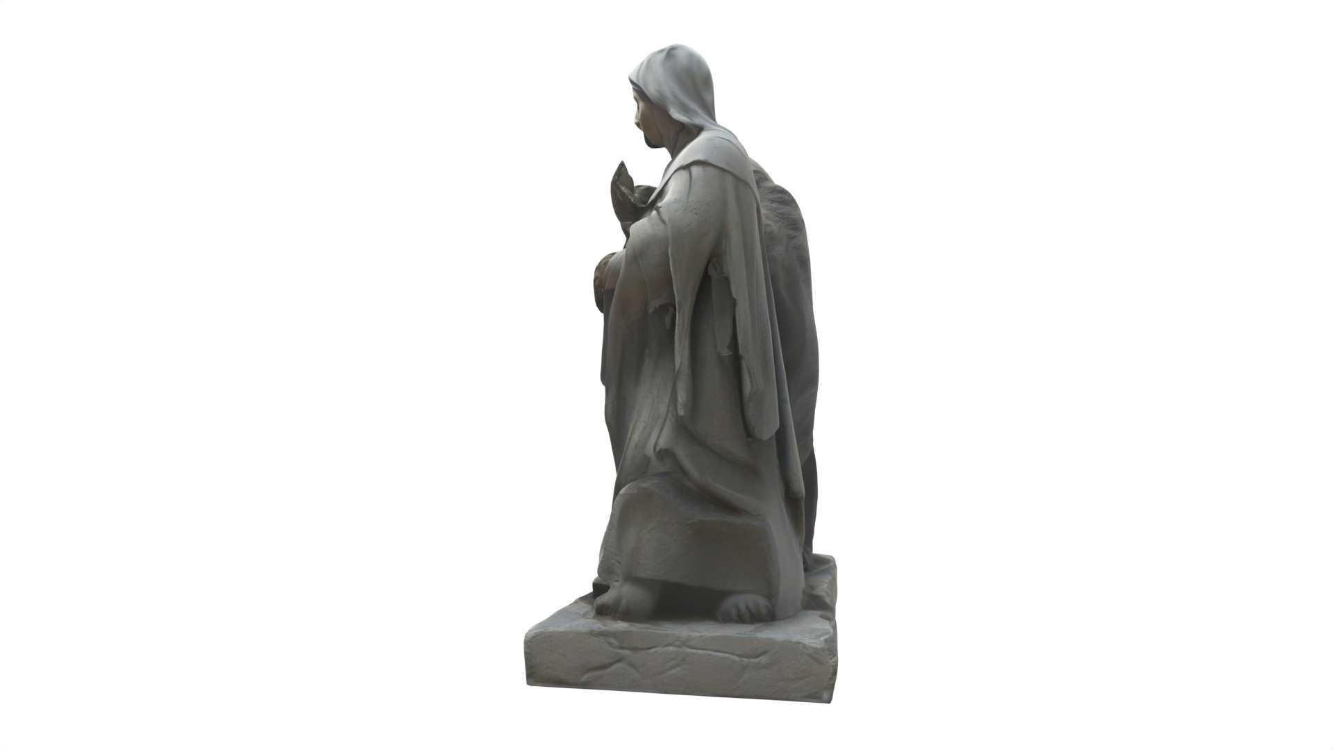 woman with bear statue 04 Low-poly 3D model_6