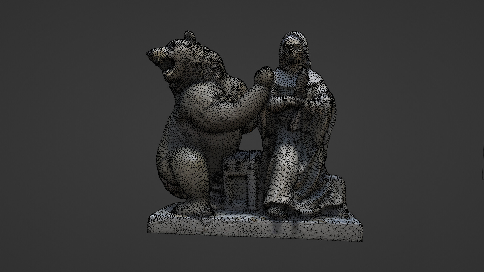 woman with bear statue 04 Low-poly 3D model_8