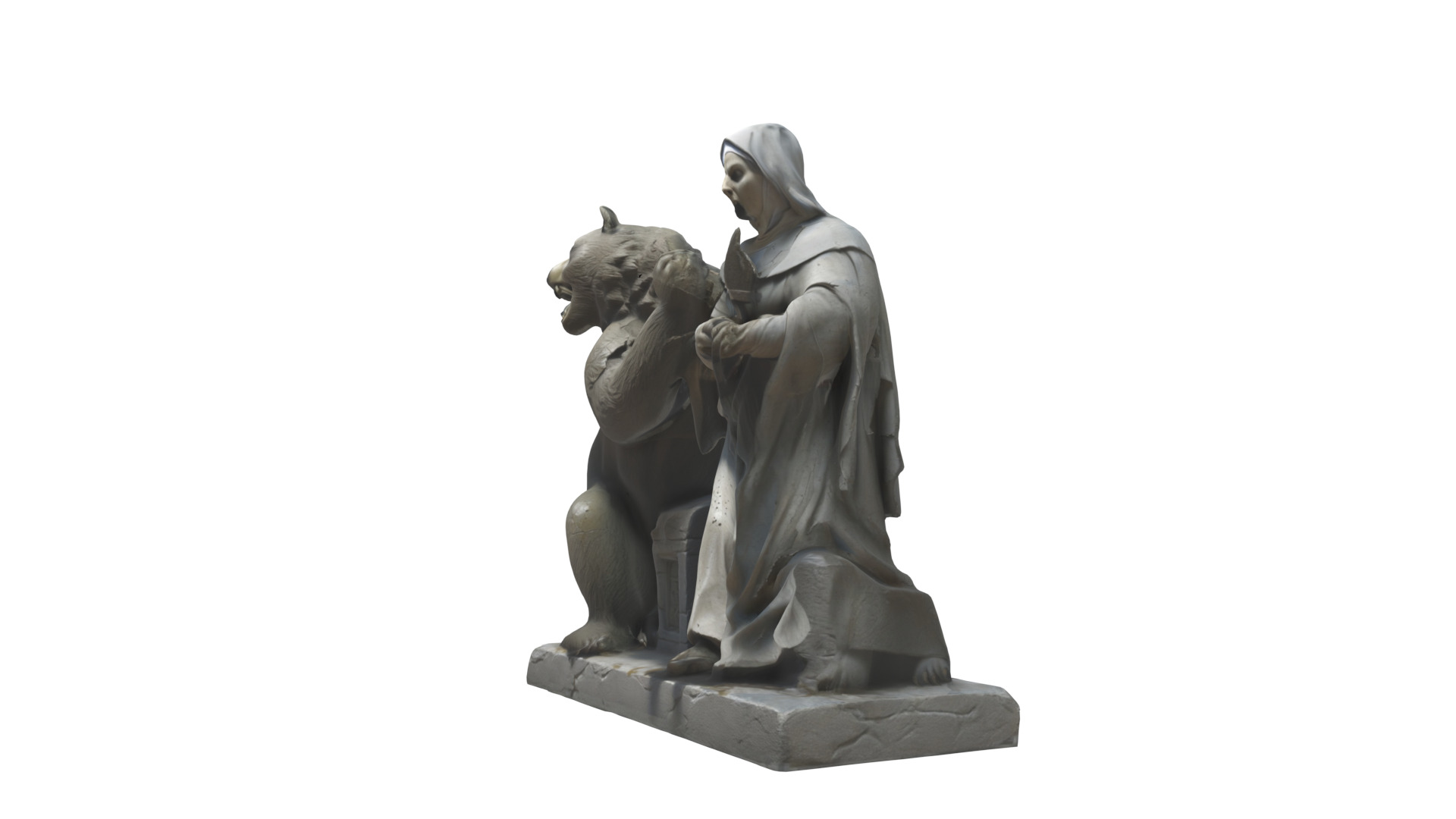 woman with bear statue 04 Low-poly 3D model_5