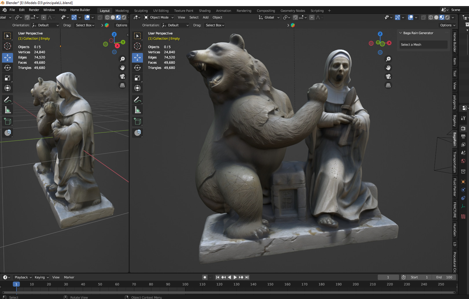 woman with bear statue 04 Low-poly 3D model_2