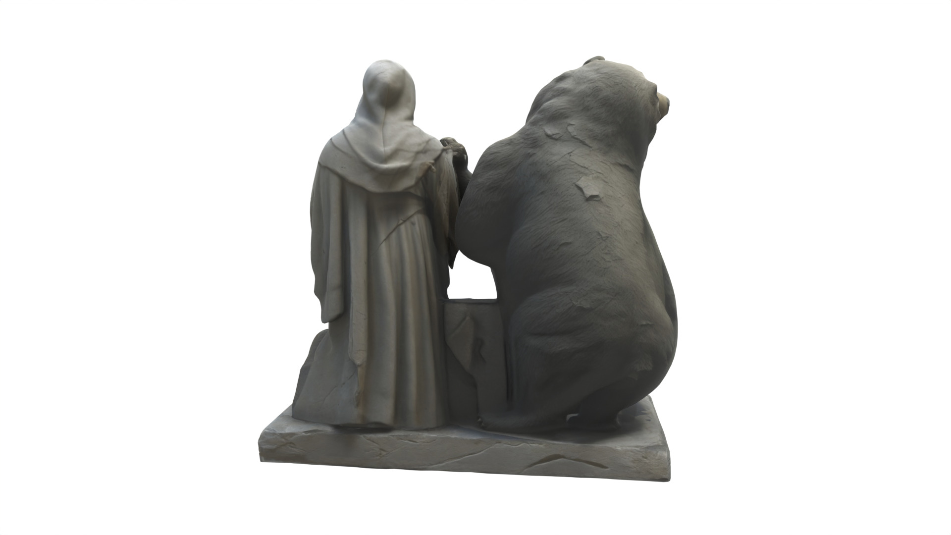 woman with bear statue 04 Low-poly 3D model_4