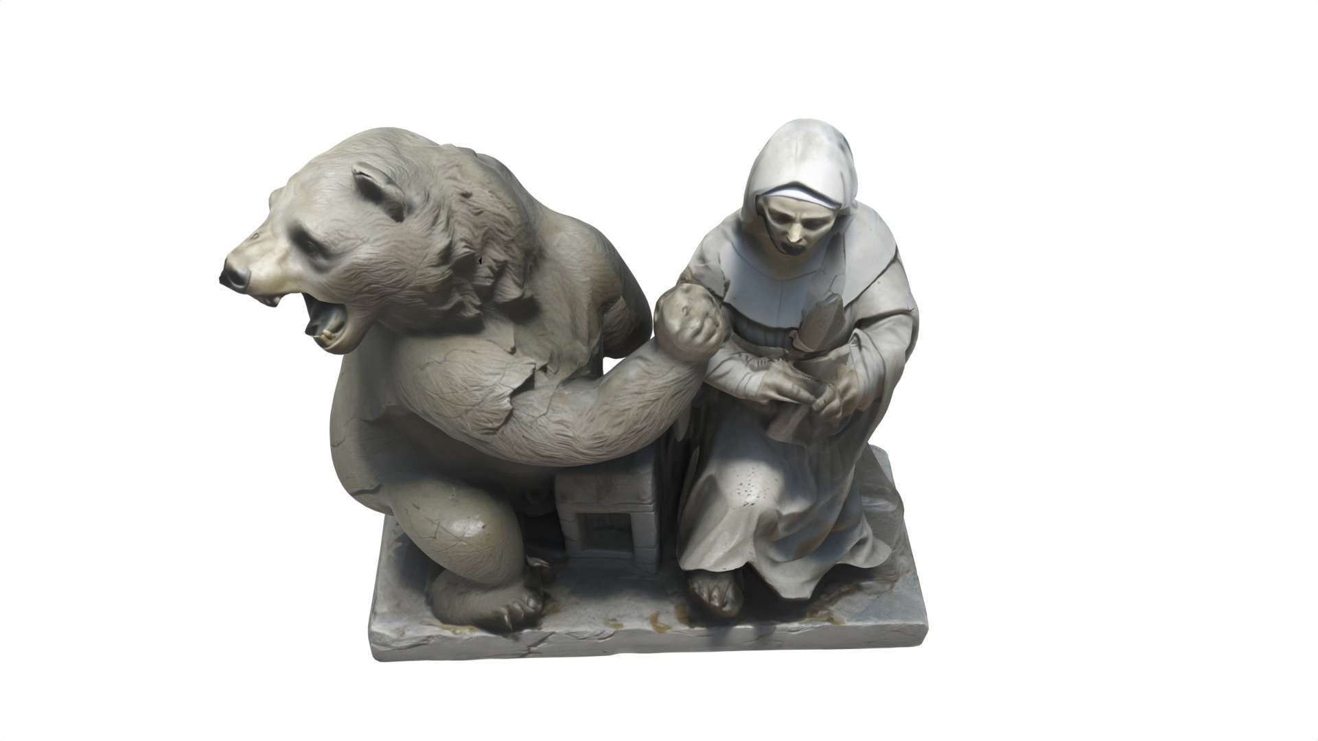 woman with bear statue 04 Low-poly 3D model_7