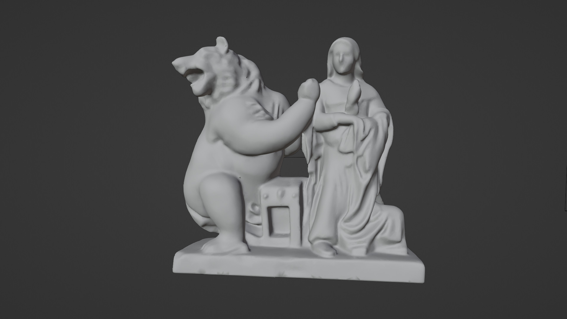woman with bear statue 04 Low-poly 3D model_3