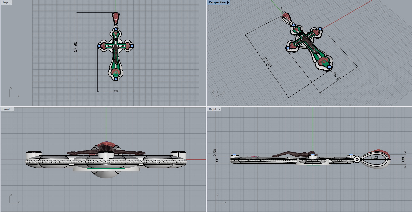 Jesus Cross Pendant 60080 3D print model_5