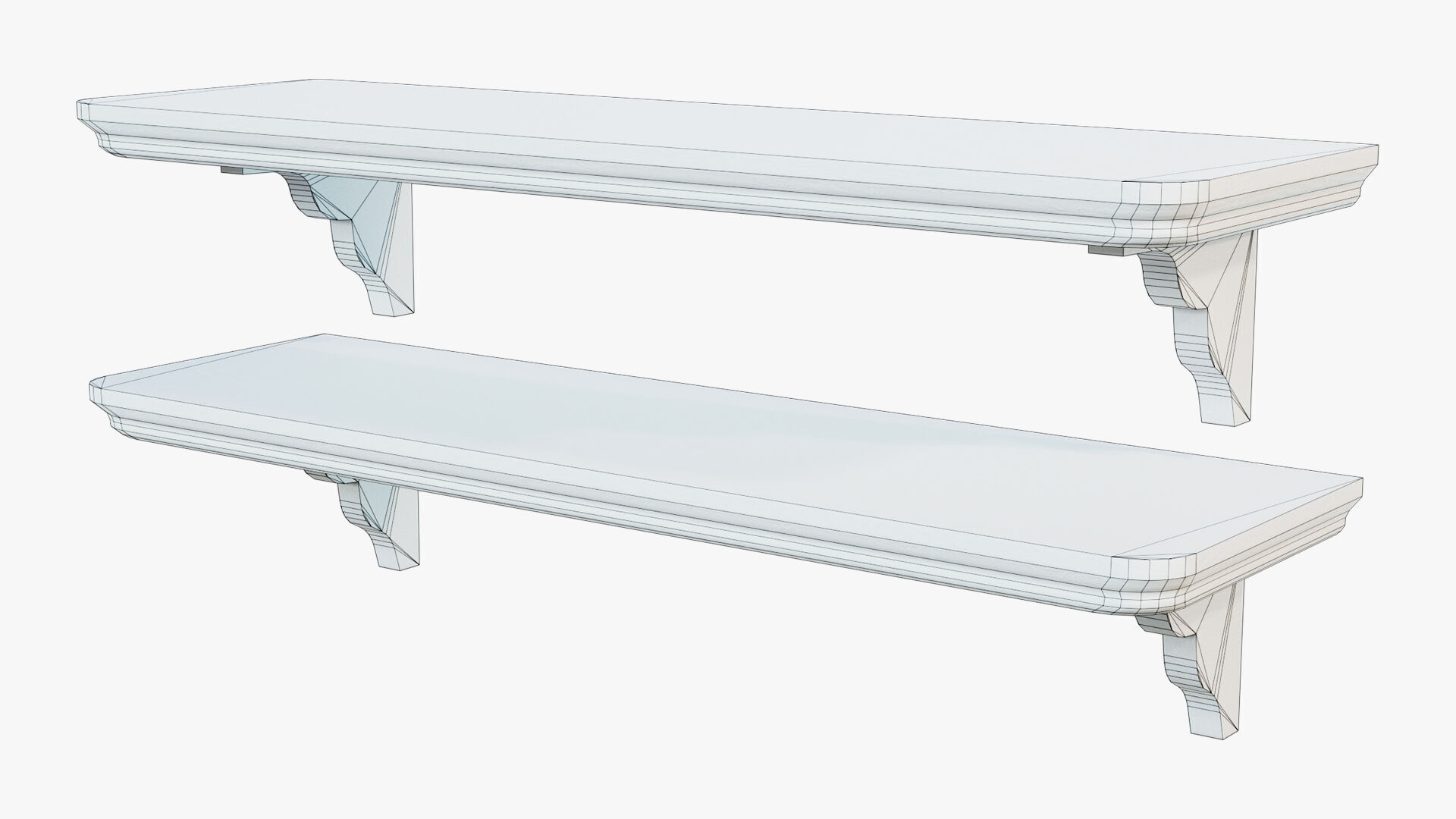 Shelf Wooden Vintage Low-poly 3D model_3