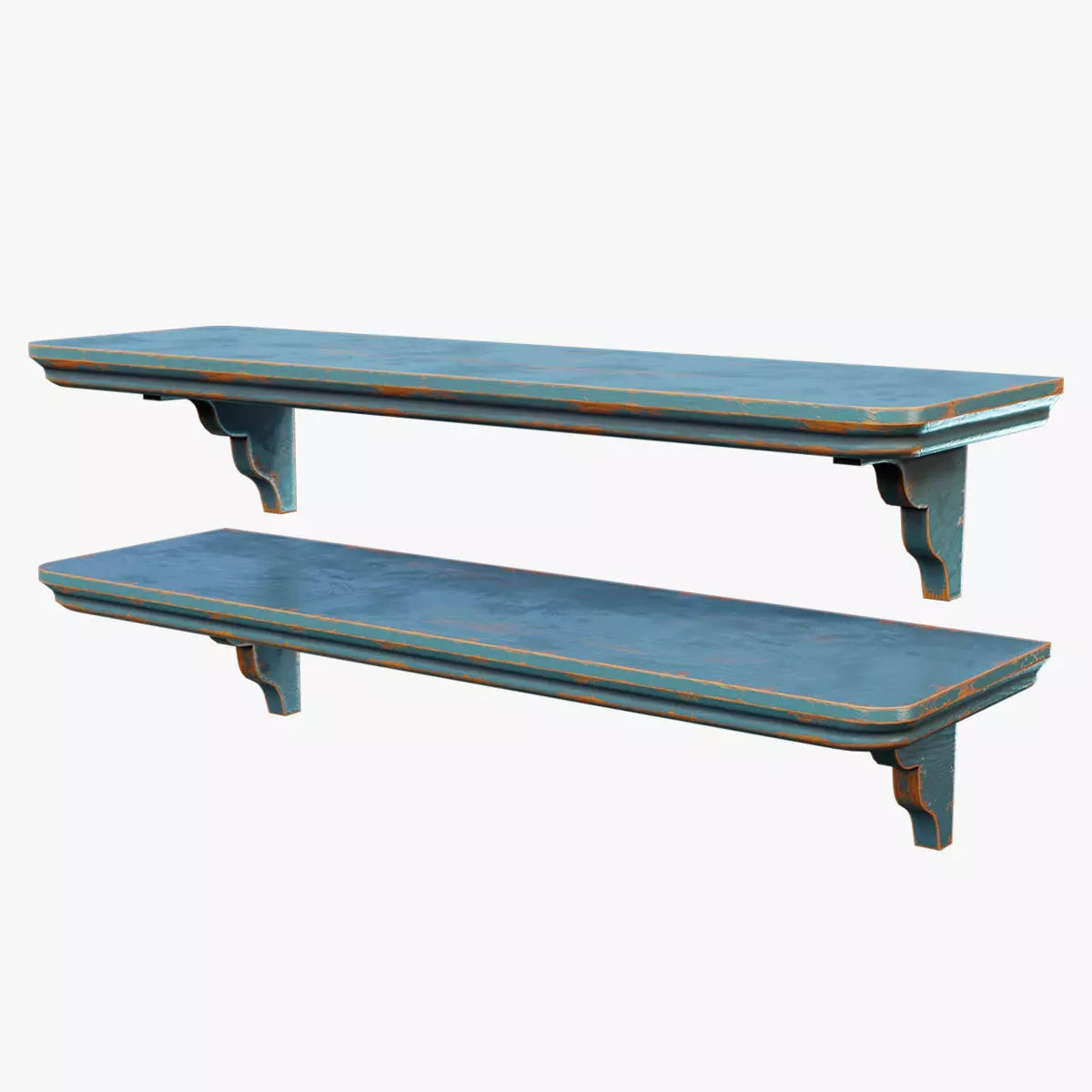 Shelf Wooden Vintage Low-poly 3D model_0