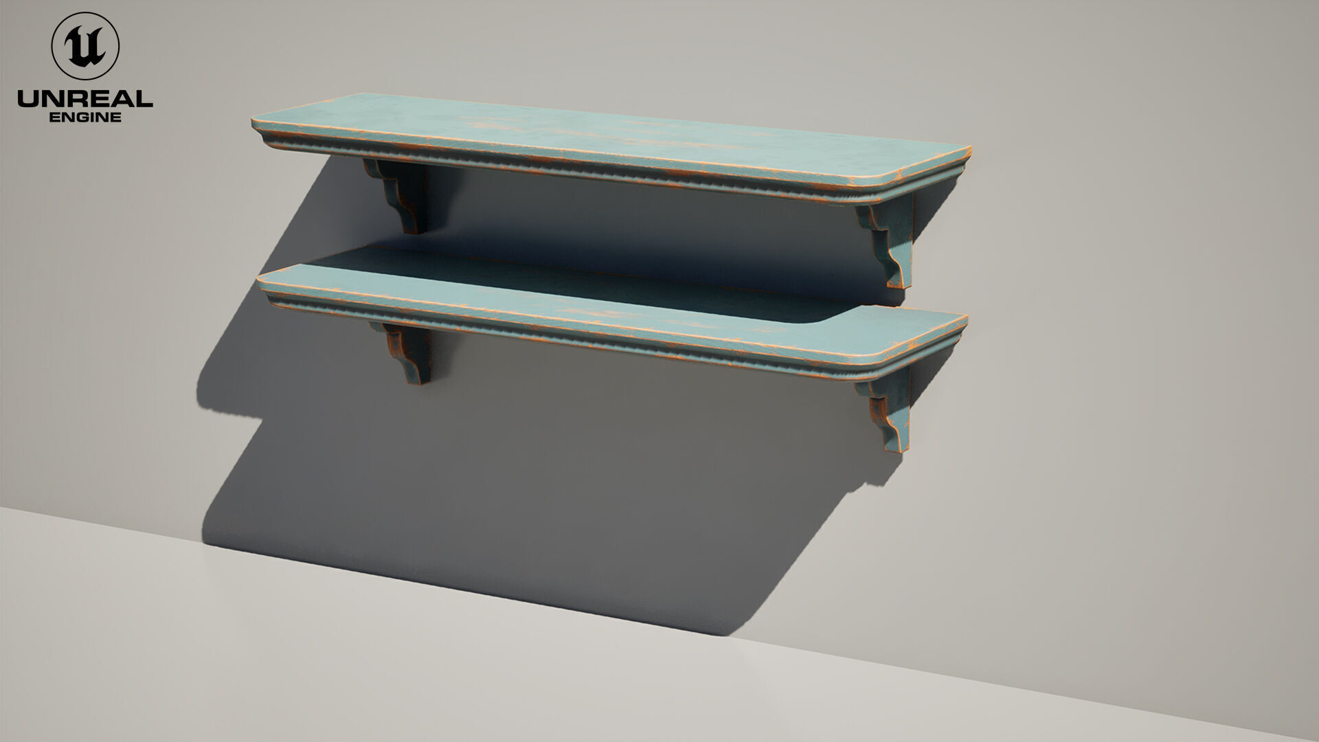 Shelf Wooden Vintage Low-poly 3D model_9