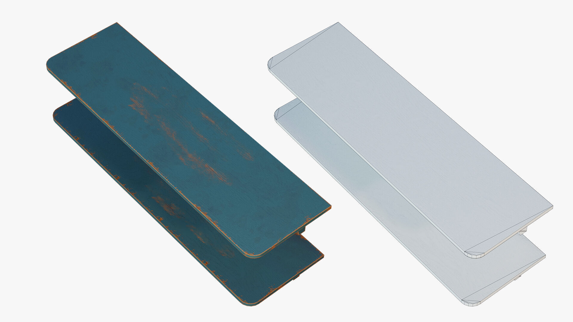 Shelf Wooden Vintage Low-poly 3D model_7