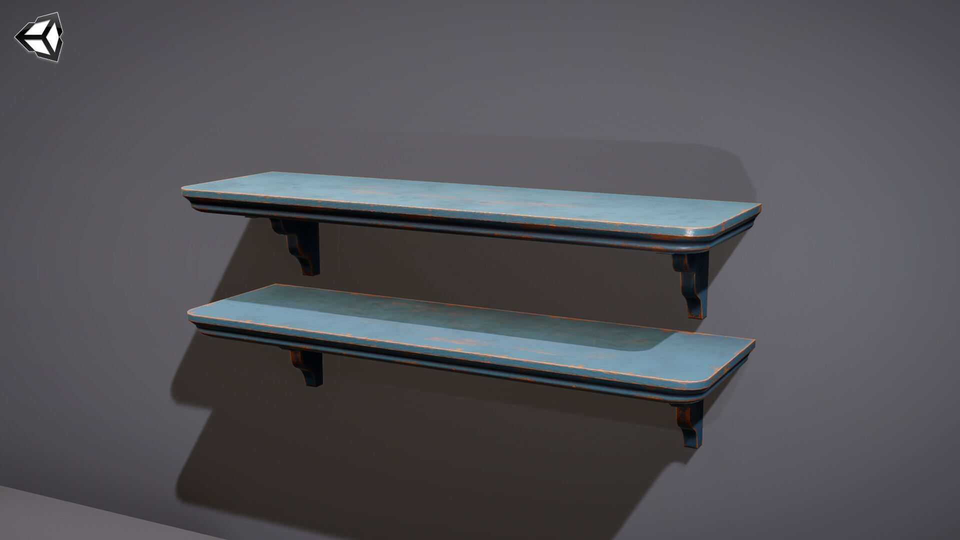 Shelf Wooden Vintage Low-poly 3D model_10