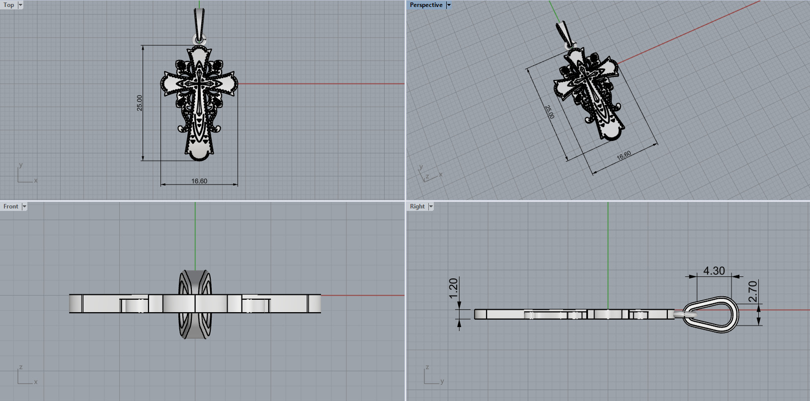 Cross Pendant 50295 3D print model_3
