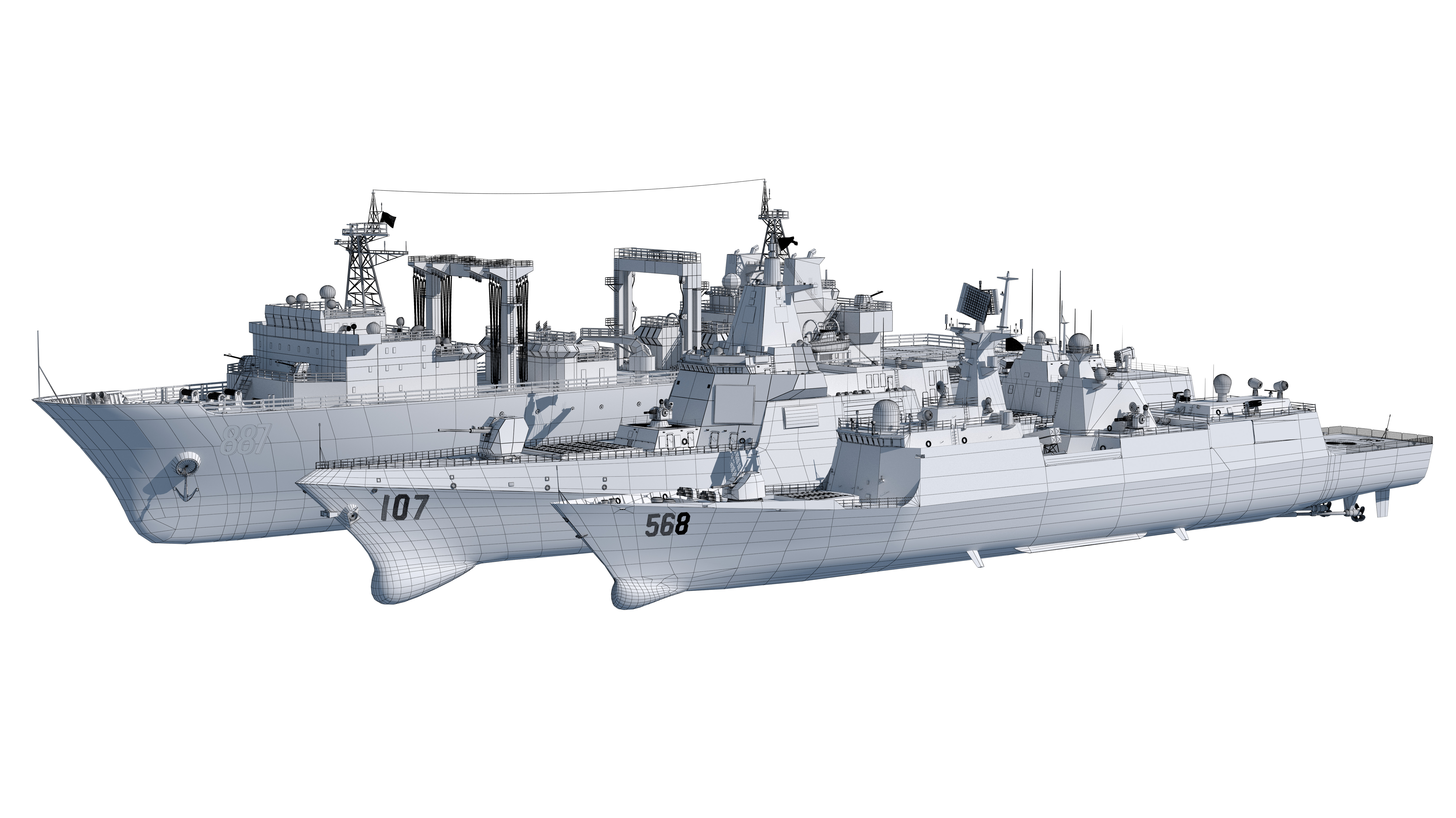  055 Zunyi Ship 054A Hengyang Ship 903 Replenishment Ship 3D model_9