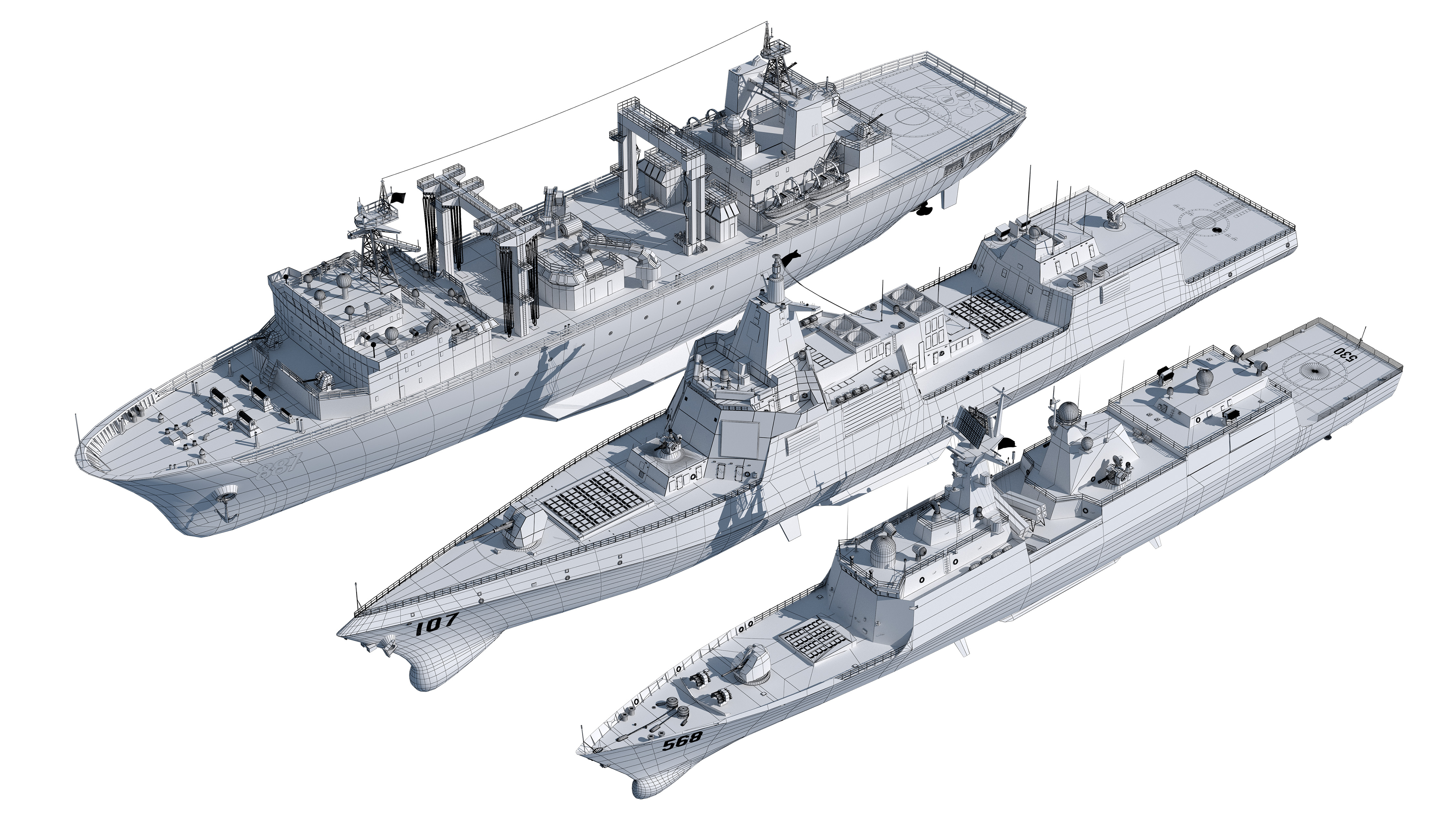  055 Zunyi Ship 054A Hengyang Ship 903 Replenishment Ship 3D model_11