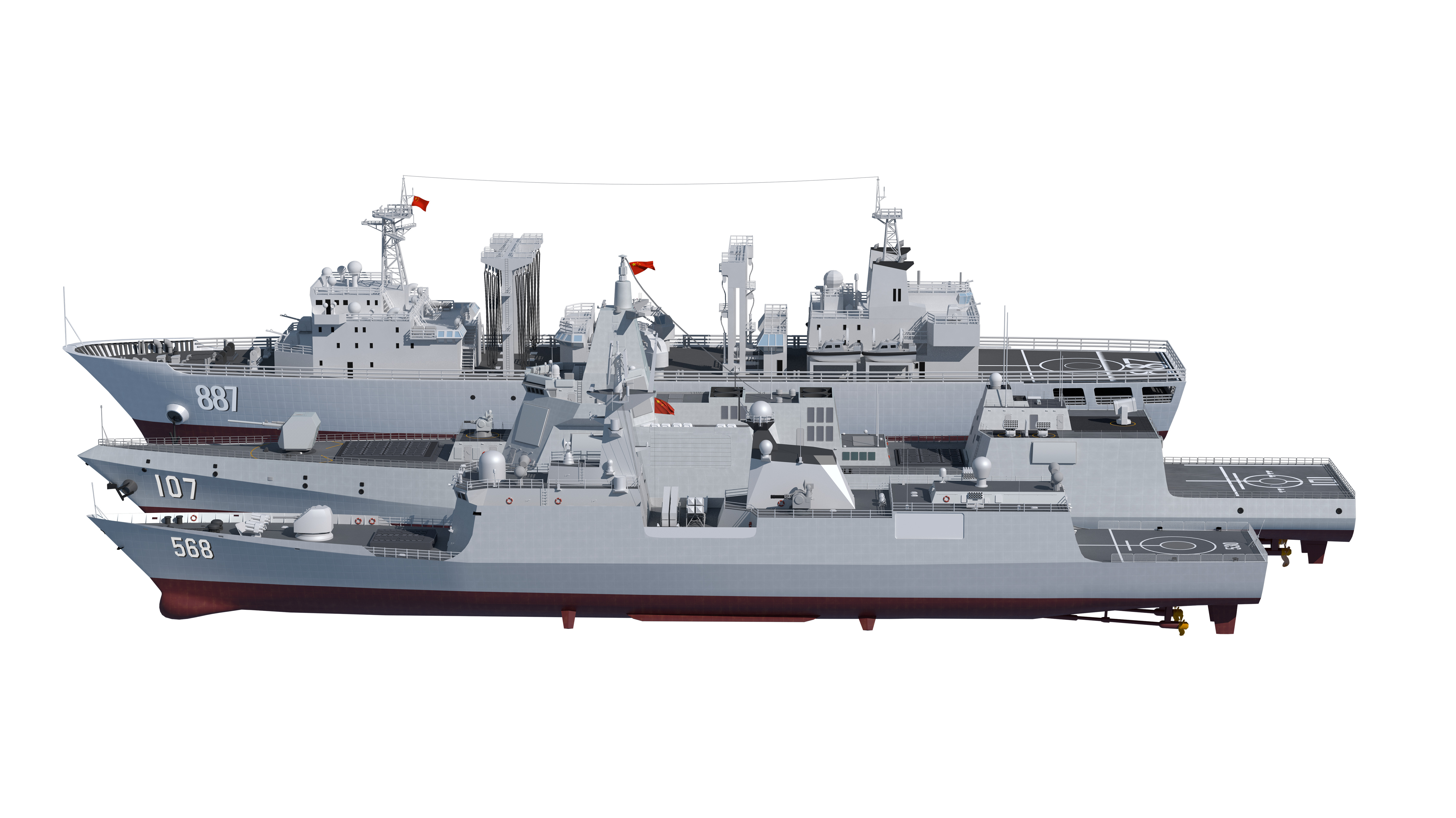  055 Zunyi Ship 054A Hengyang Ship 903 Replenishment Ship 3D model_4