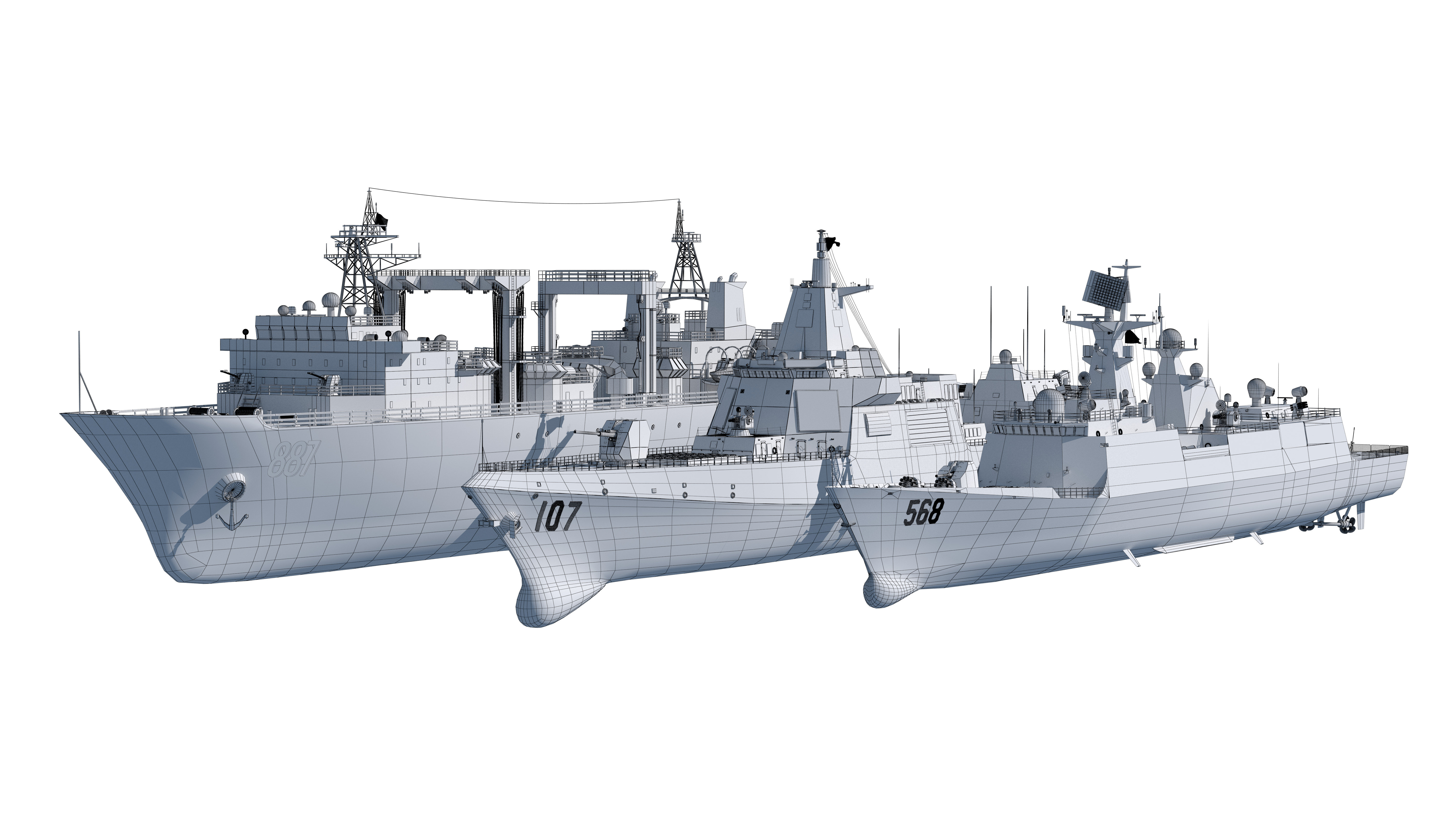  055 Zunyi Ship 054A Hengyang Ship 903 Replenishment Ship 3D model_12
