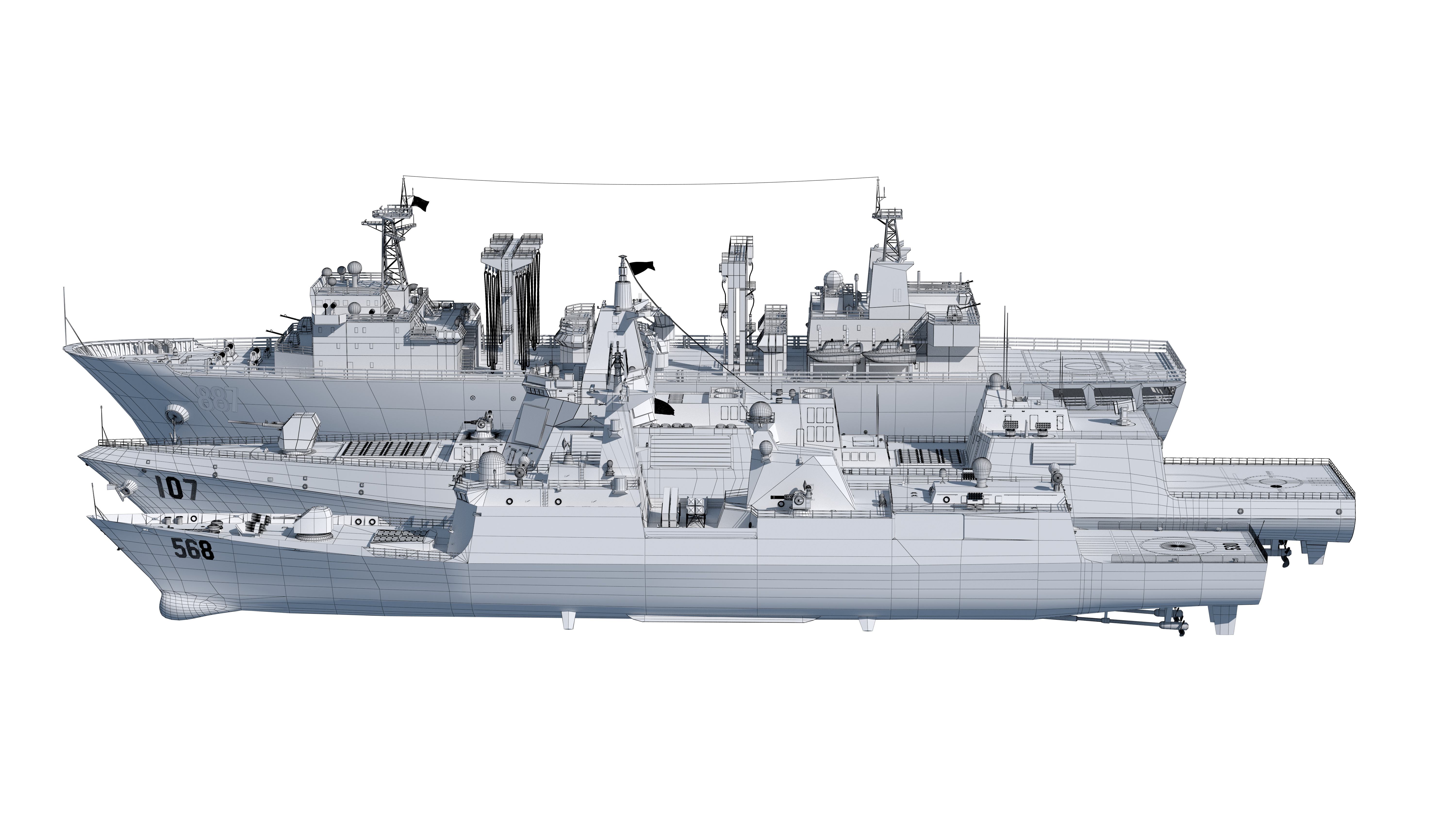 055 Zunyi Ship 054A Hengyang Ship 903 Replenishment Ship 3D model_14