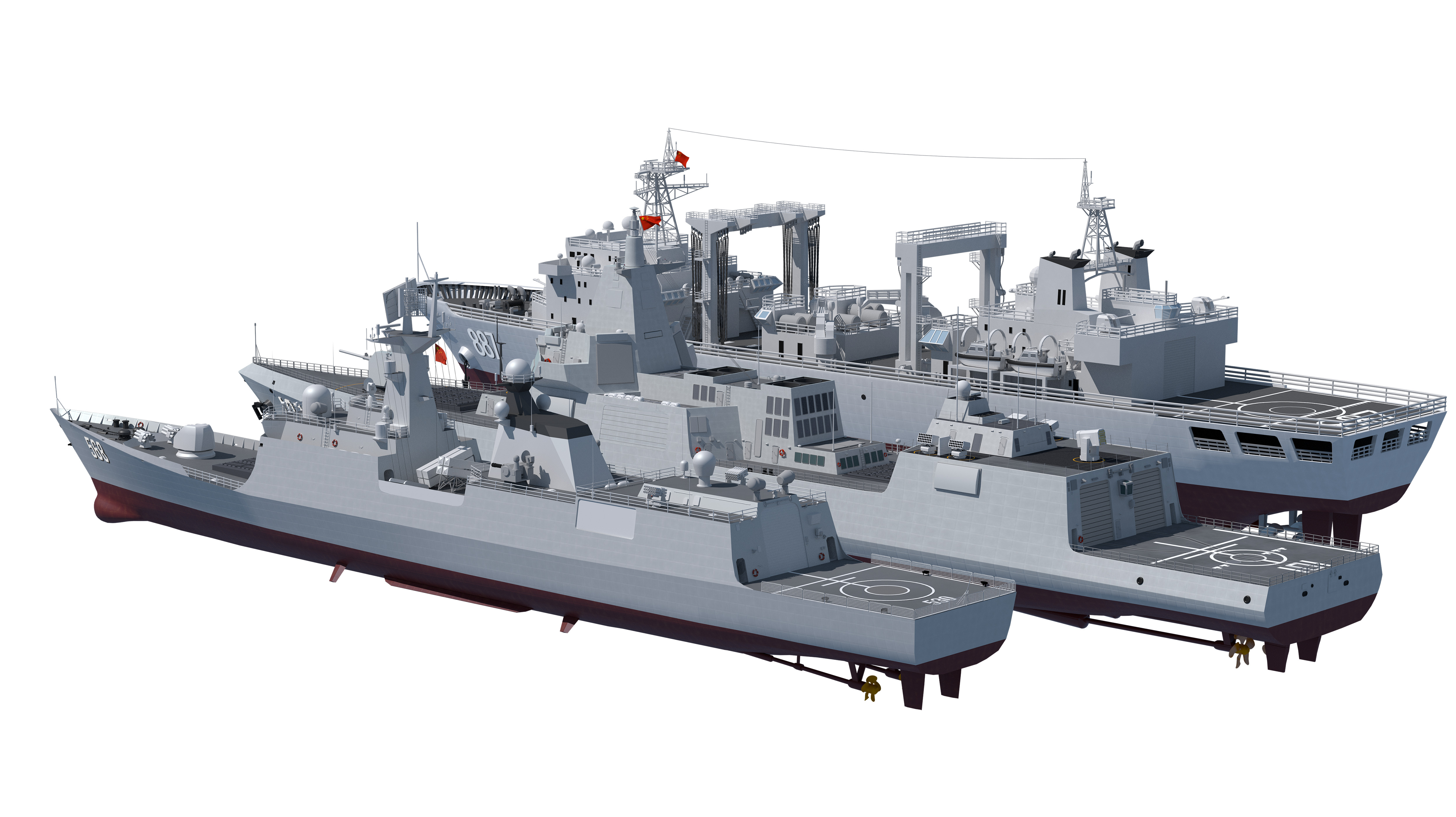  055 Zunyi Ship 054A Hengyang Ship 903 Replenishment Ship 3D model_3