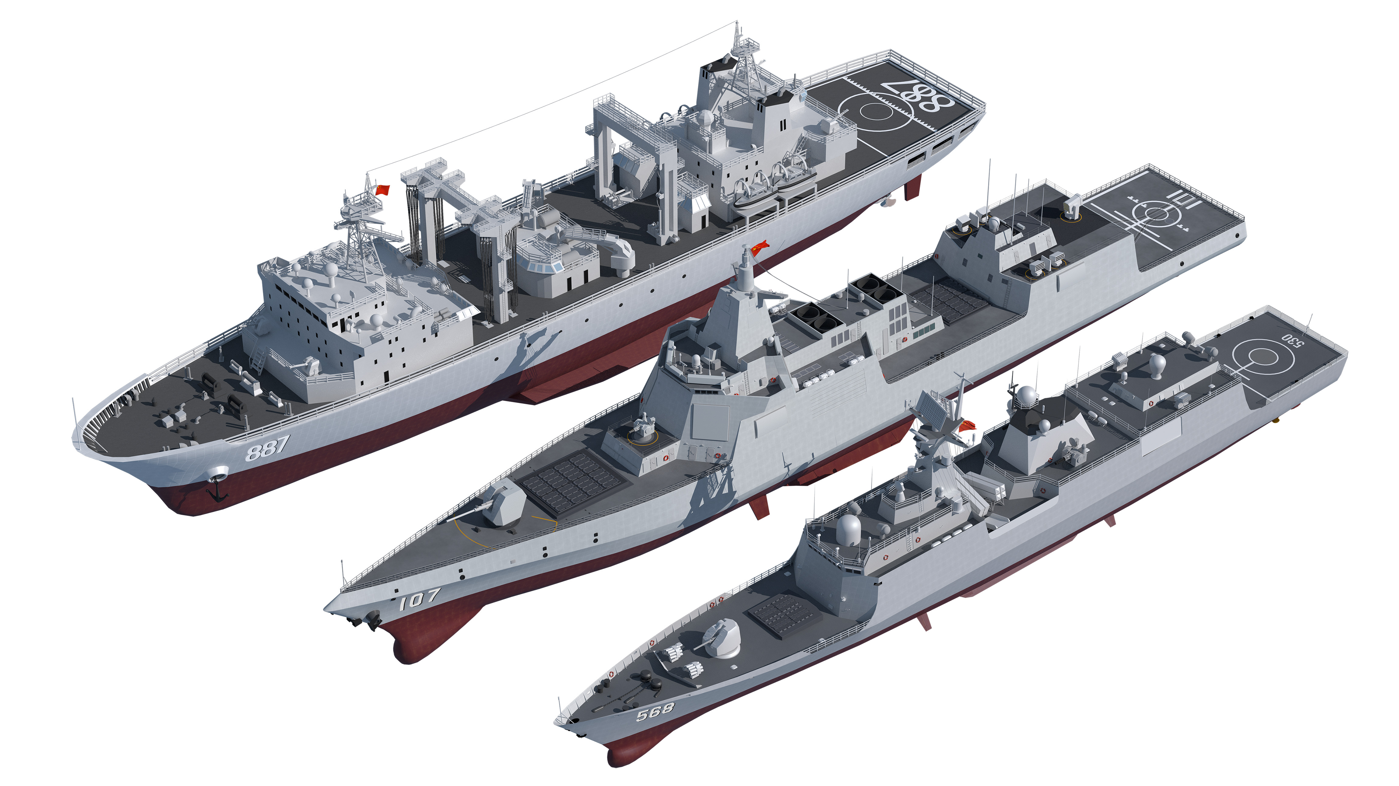  055 Zunyi Ship 054A Hengyang Ship 903 Replenishment Ship 3D model_1