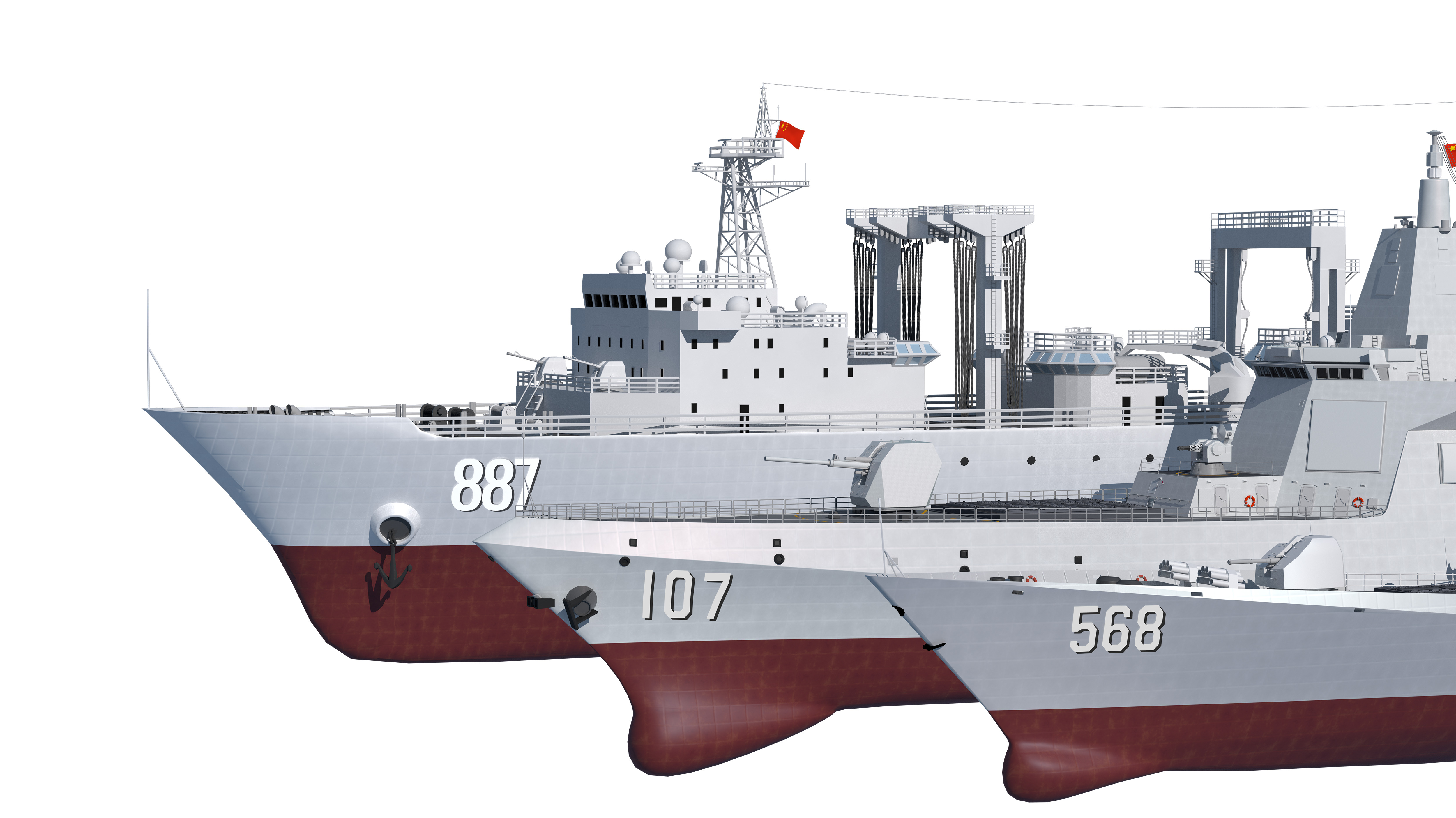  055 Zunyi Ship 054A Hengyang Ship 903 Replenishment Ship 3D model_6