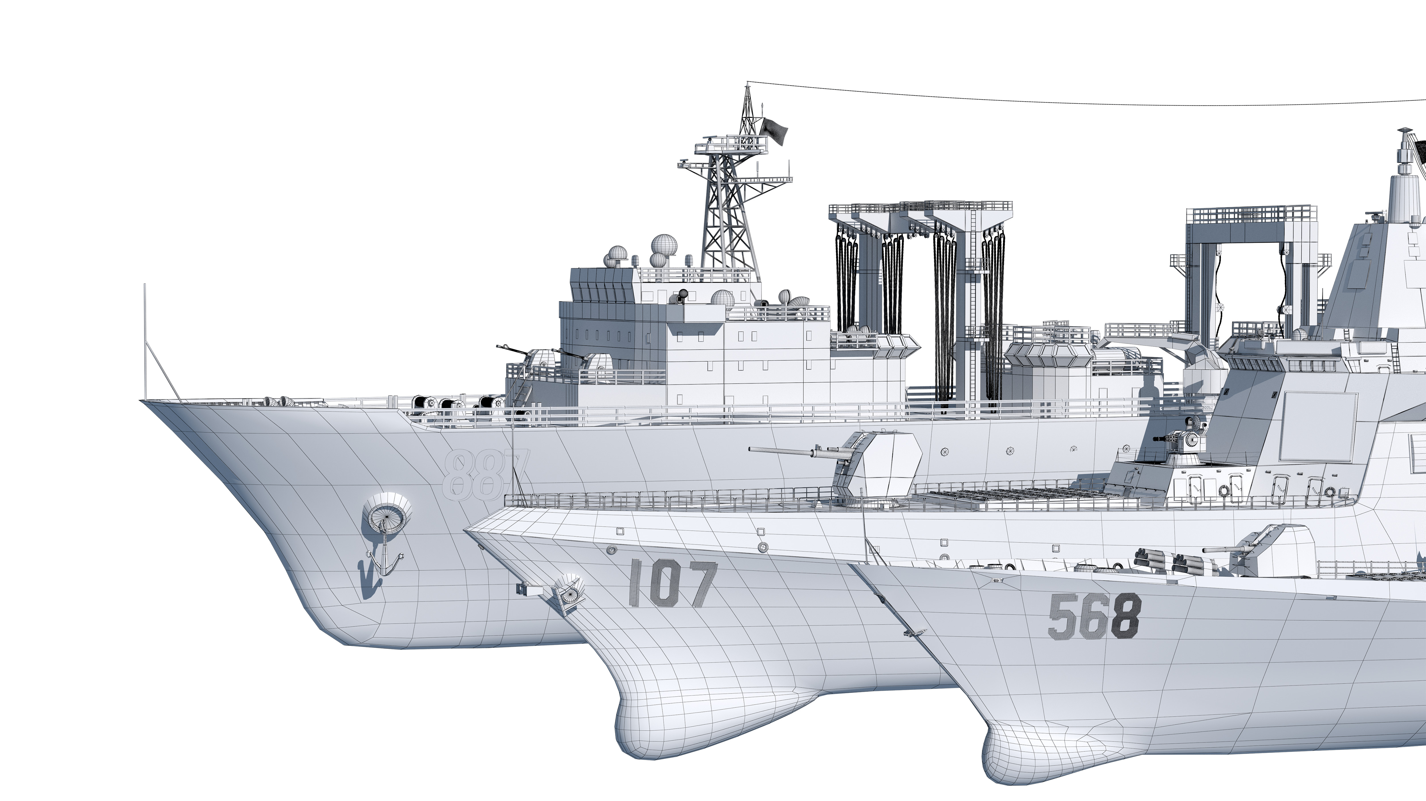  055 Zunyi Ship 054A Hengyang Ship 903 Replenishment Ship 3D model_16