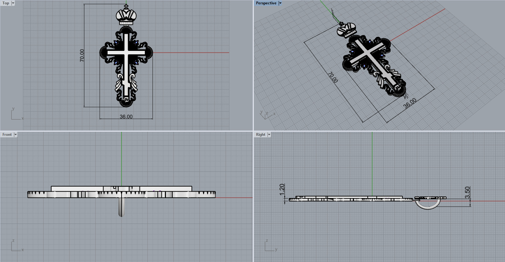 Cross Pendant 40052 3D print model_6