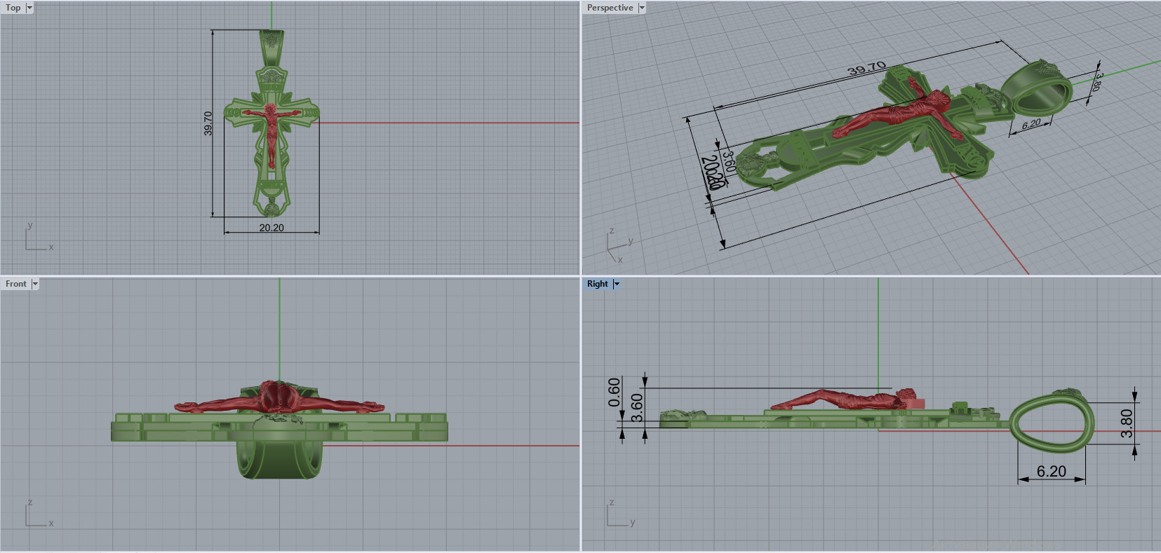 Jesus Cross Pendant 29004 3D print model_3