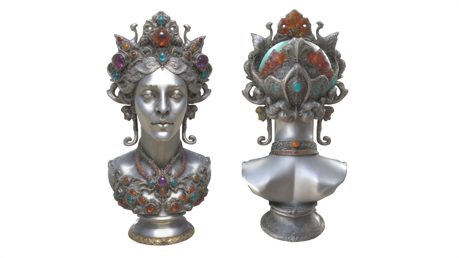 kings head statue 02 Low-poly 3D model_3