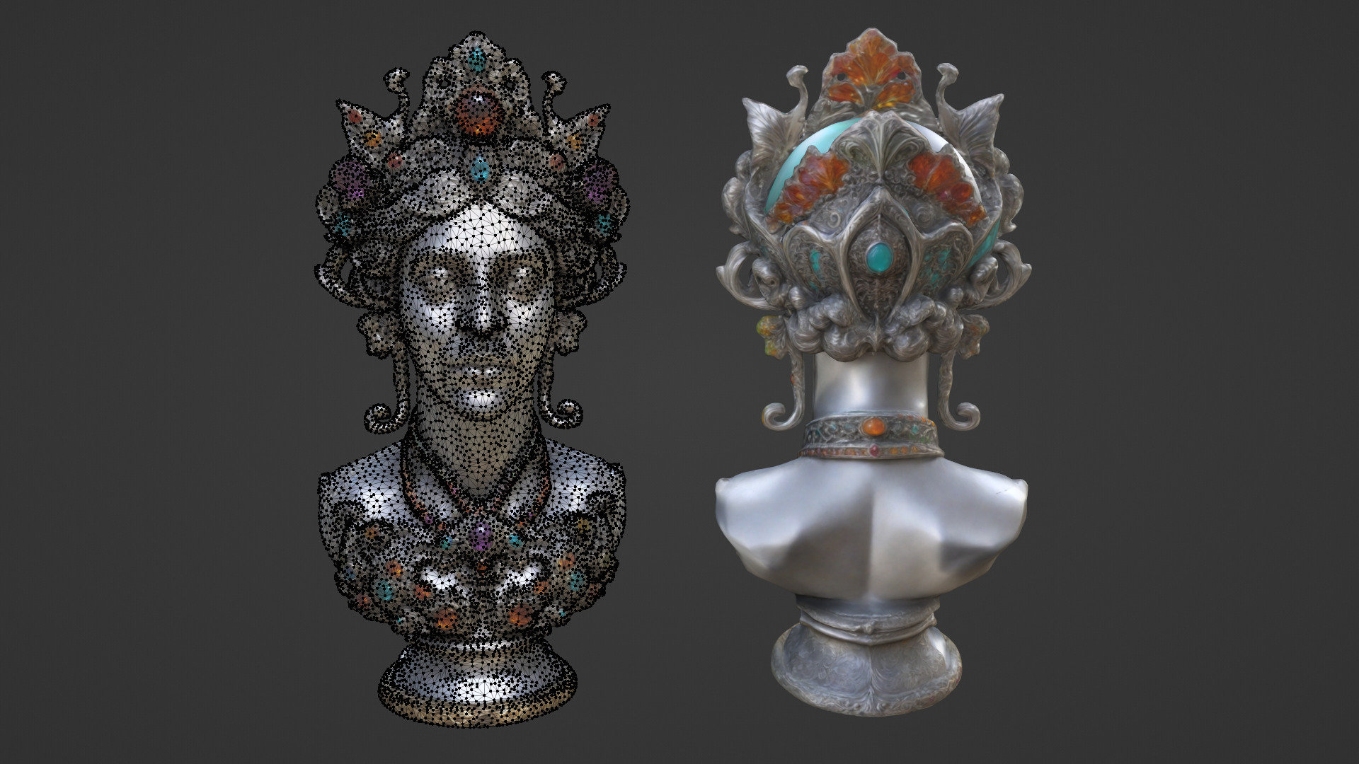 kings head statue 02 Low-poly 3D model_8
