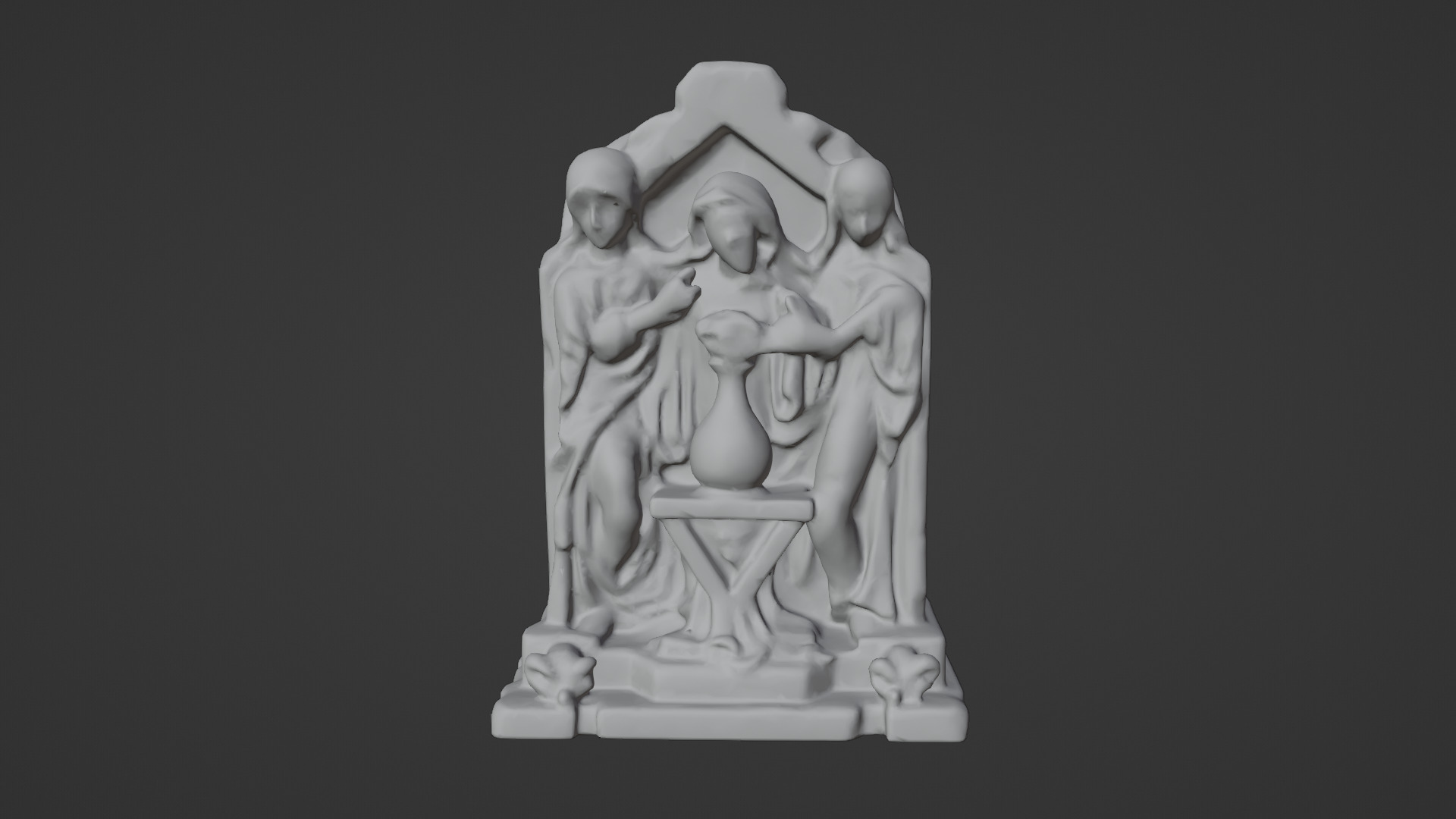 Gothic women sculpture 02 Low-poly 3D model_6