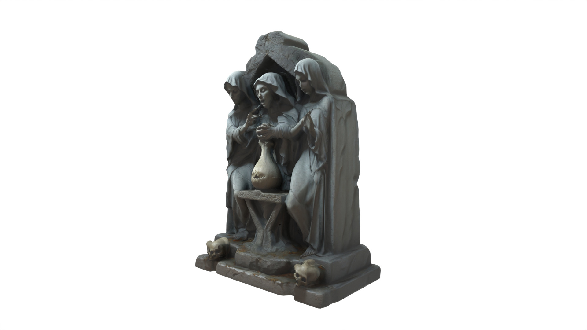 Gothic women sculpture 02 Low-poly 3D model_3