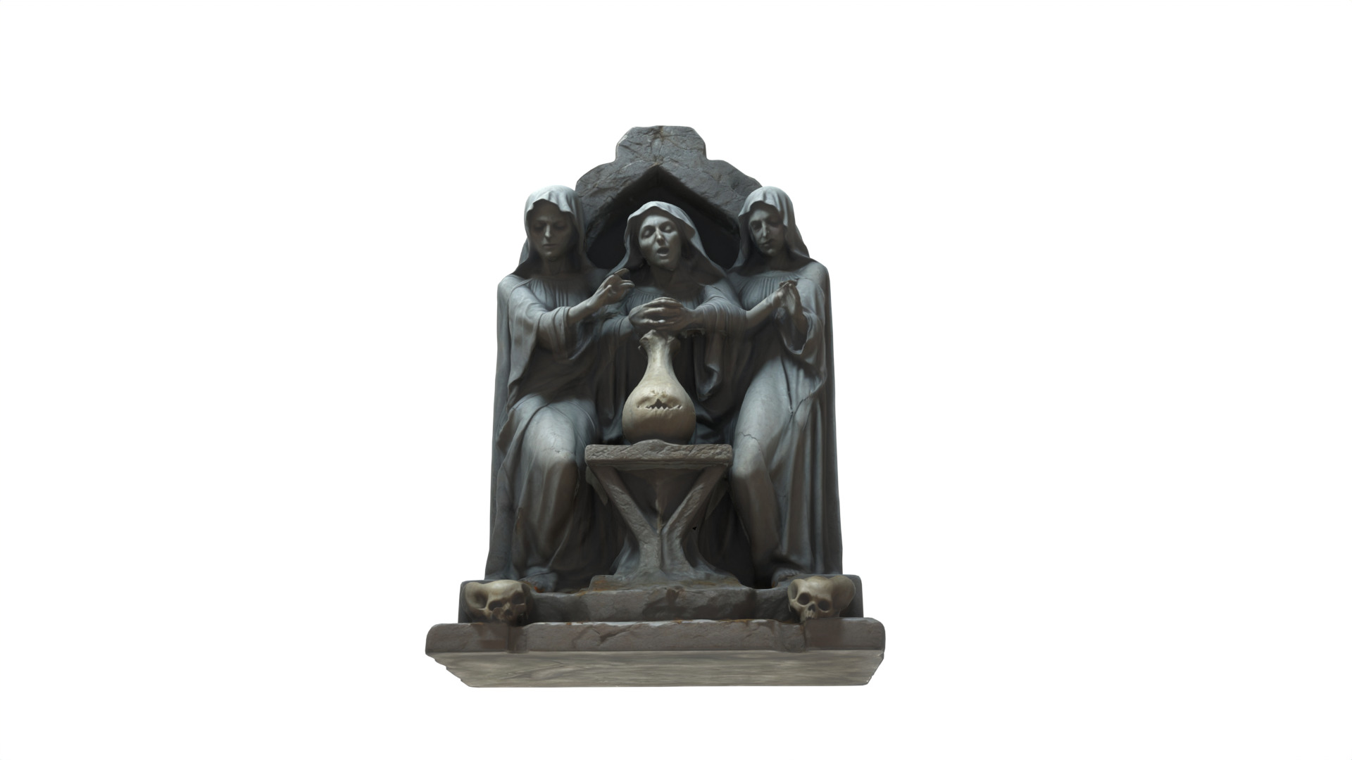 Gothic women sculpture 02 Low-poly 3D model_8