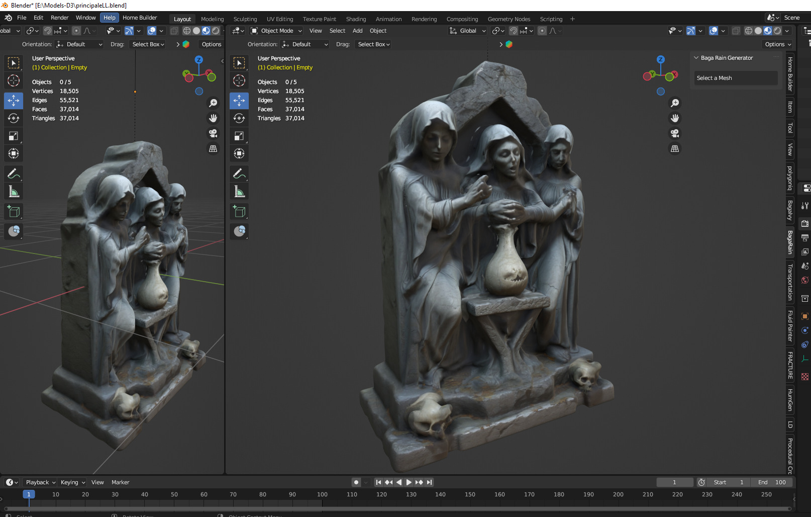 Gothic women sculpture 02 Low-poly 3D model_2