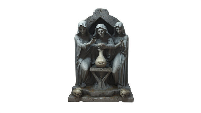 Gothic   women sculpture 02 Low-poly 3D model