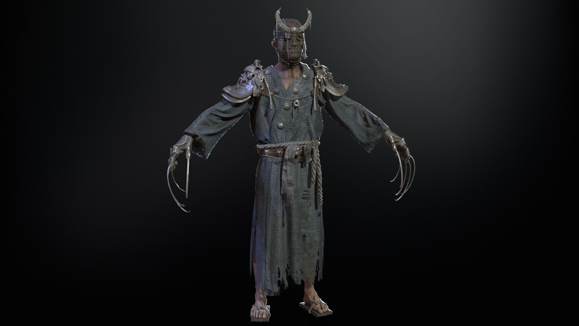 Maniac Samurai Low-poly 3D model_30