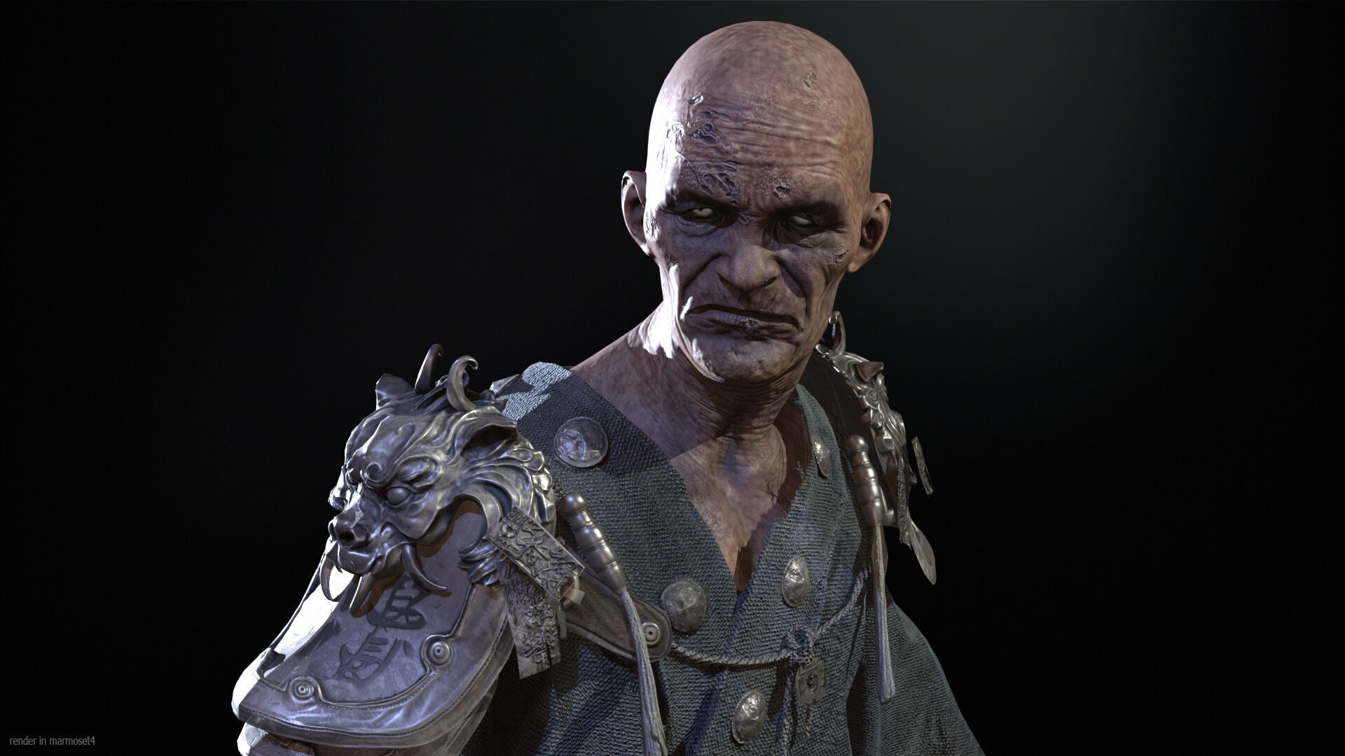 Maniac Samurai Low-poly 3D model_4