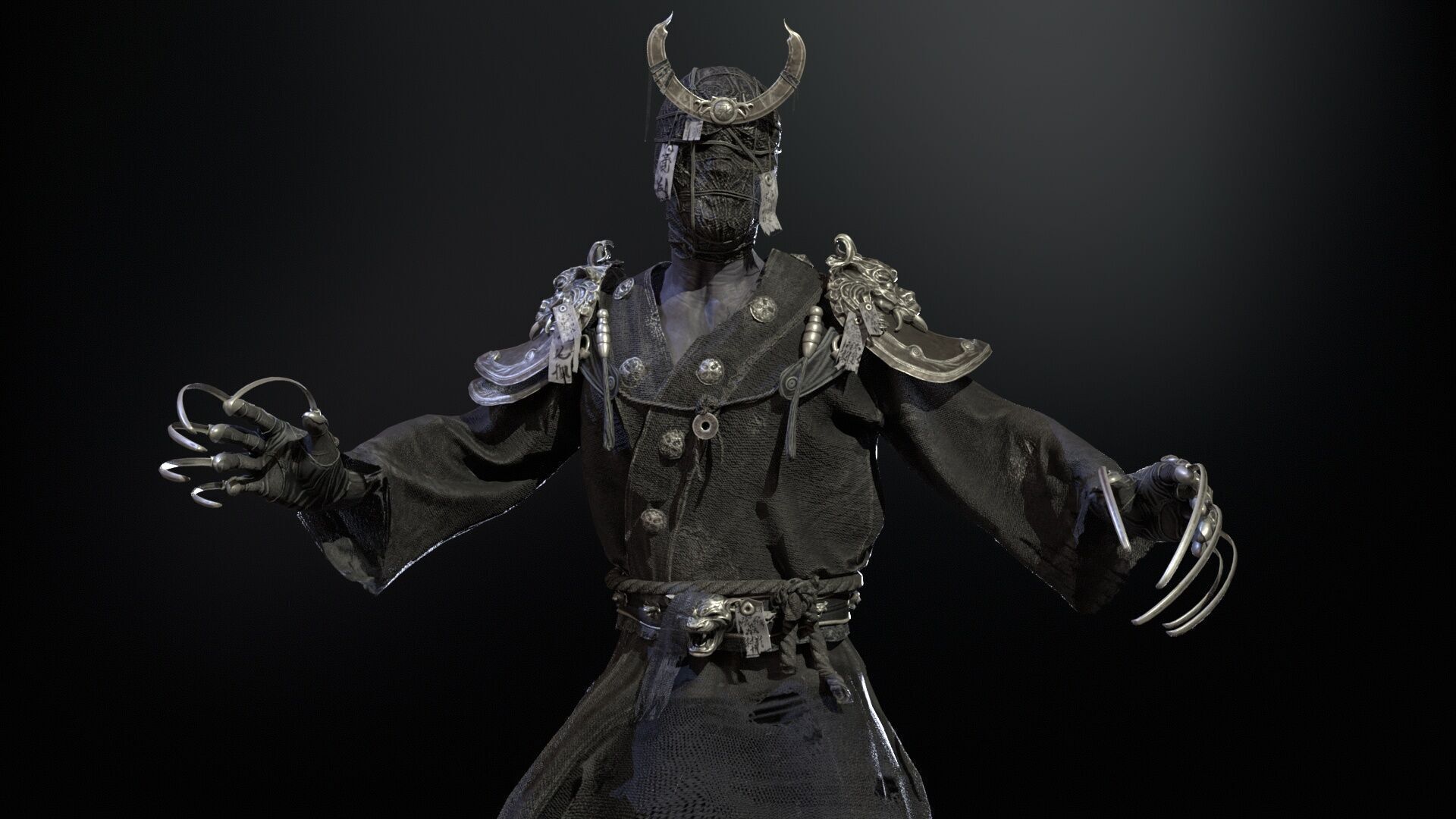 Maniac Samurai Low-poly 3D model_7