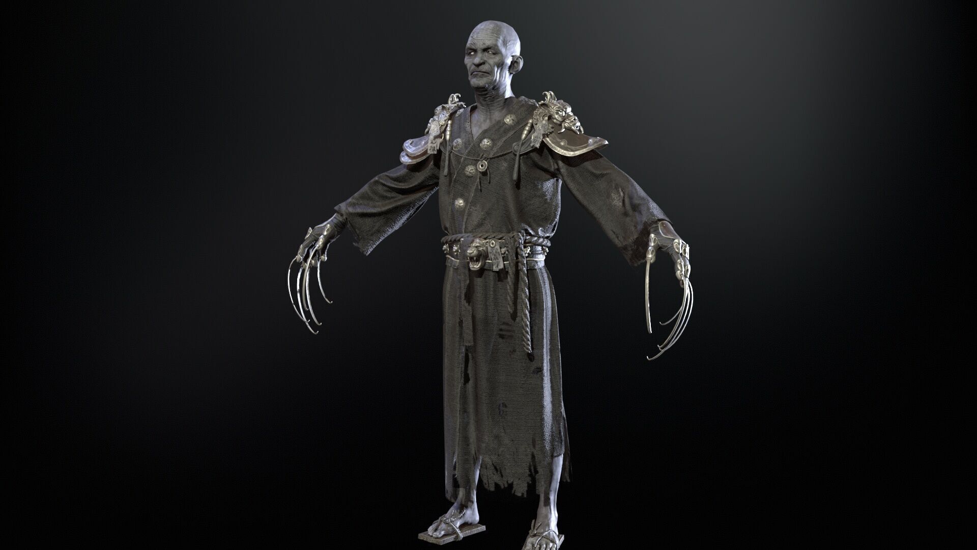 Maniac Samurai Low-poly 3D model_6