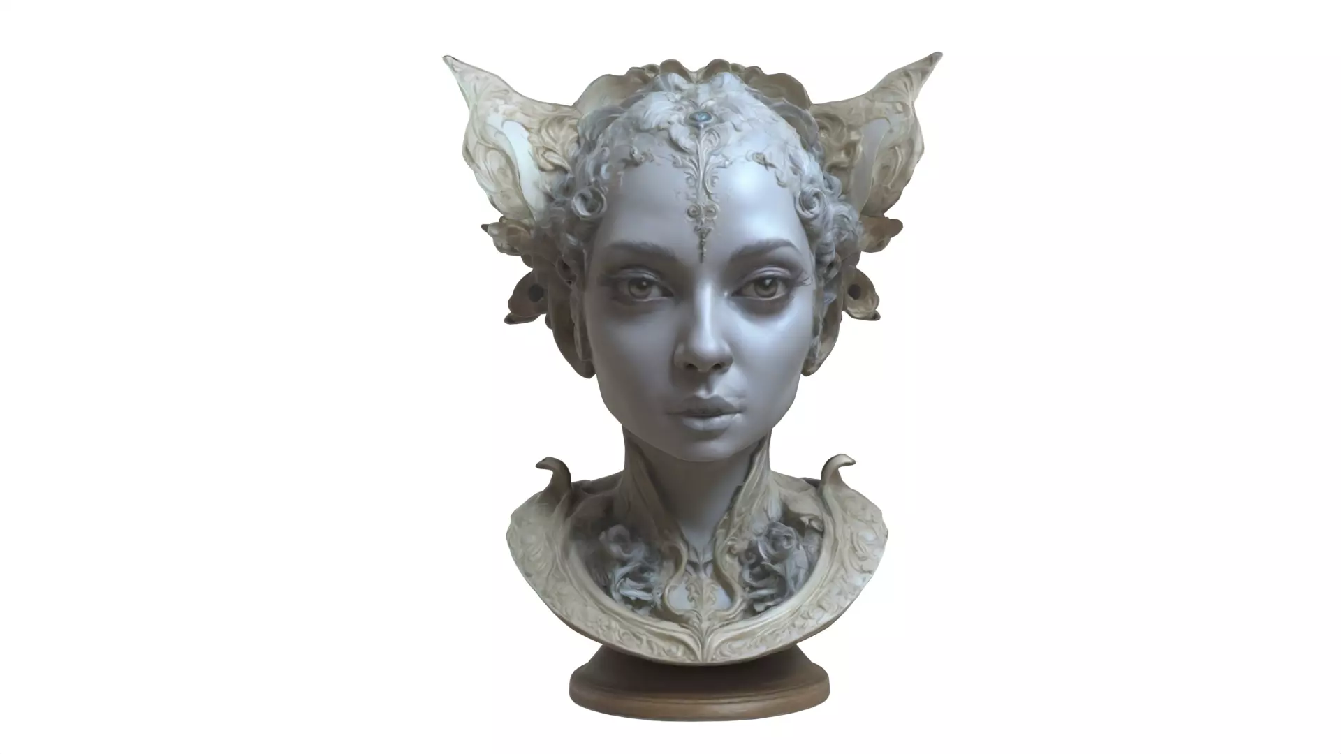 Queen Head statue Low-poly 3D model_0